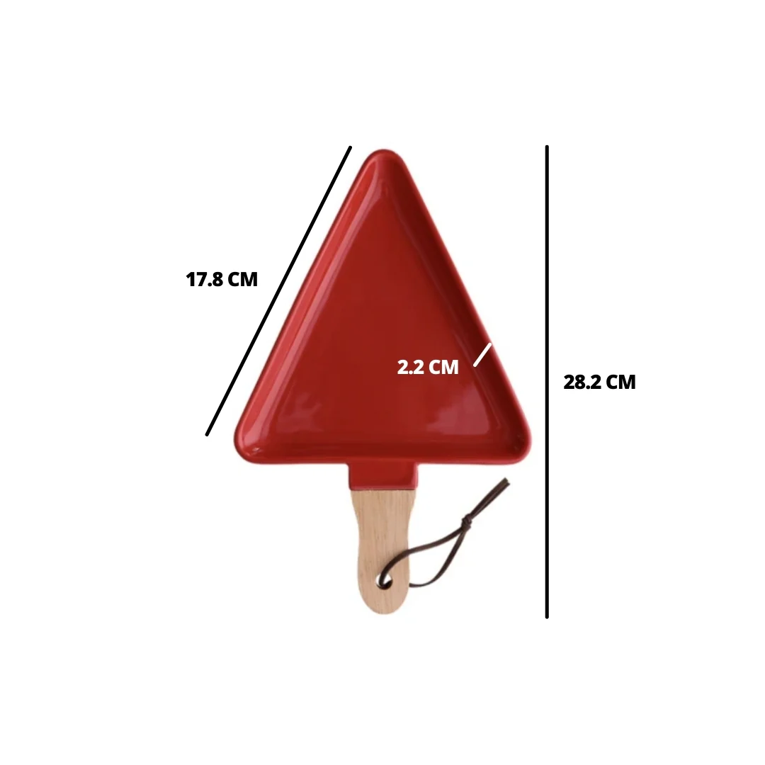 MERRY triangle plate with wooden handle - red - Image 8