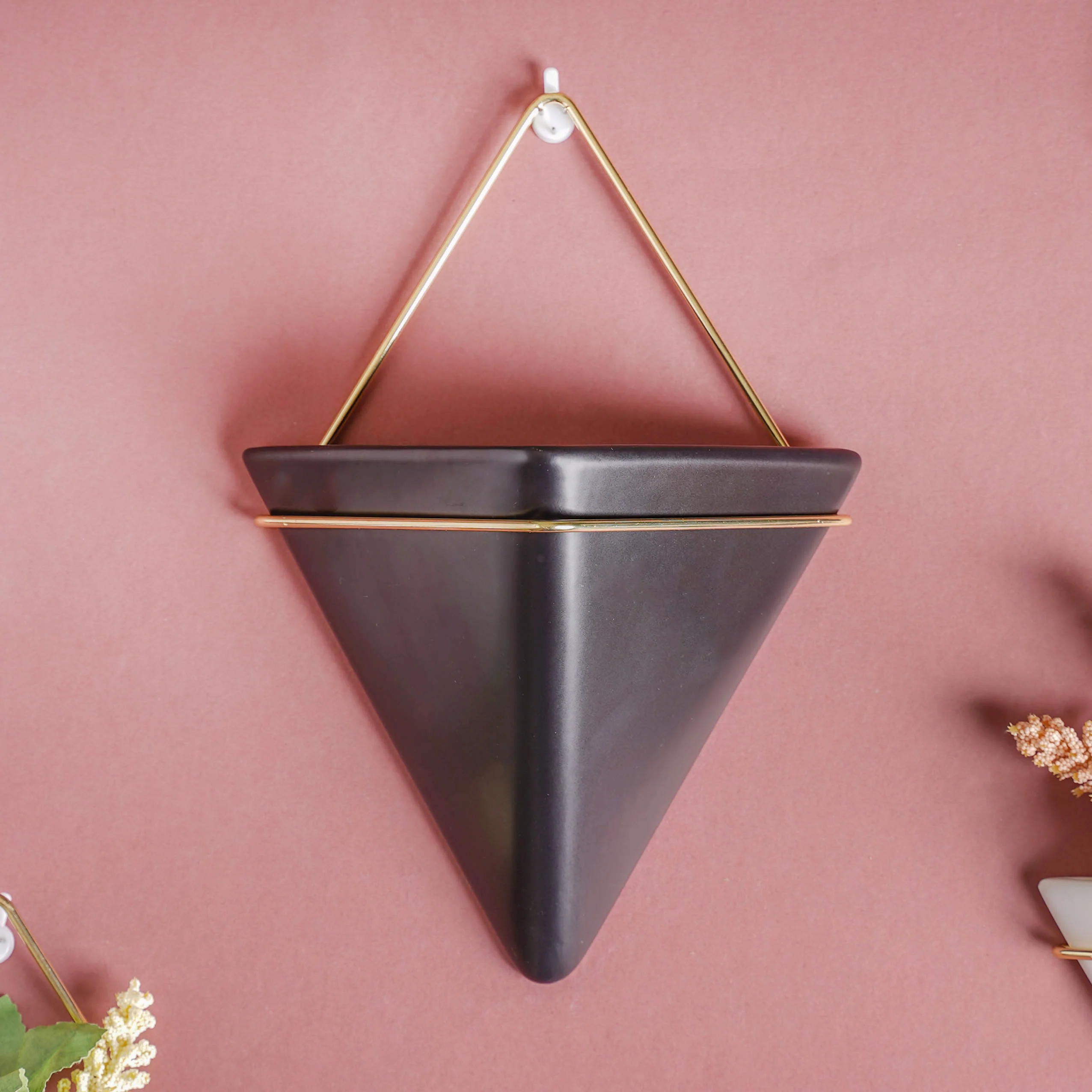 Triangular Ceramic Pot with Holder Large - Image 4