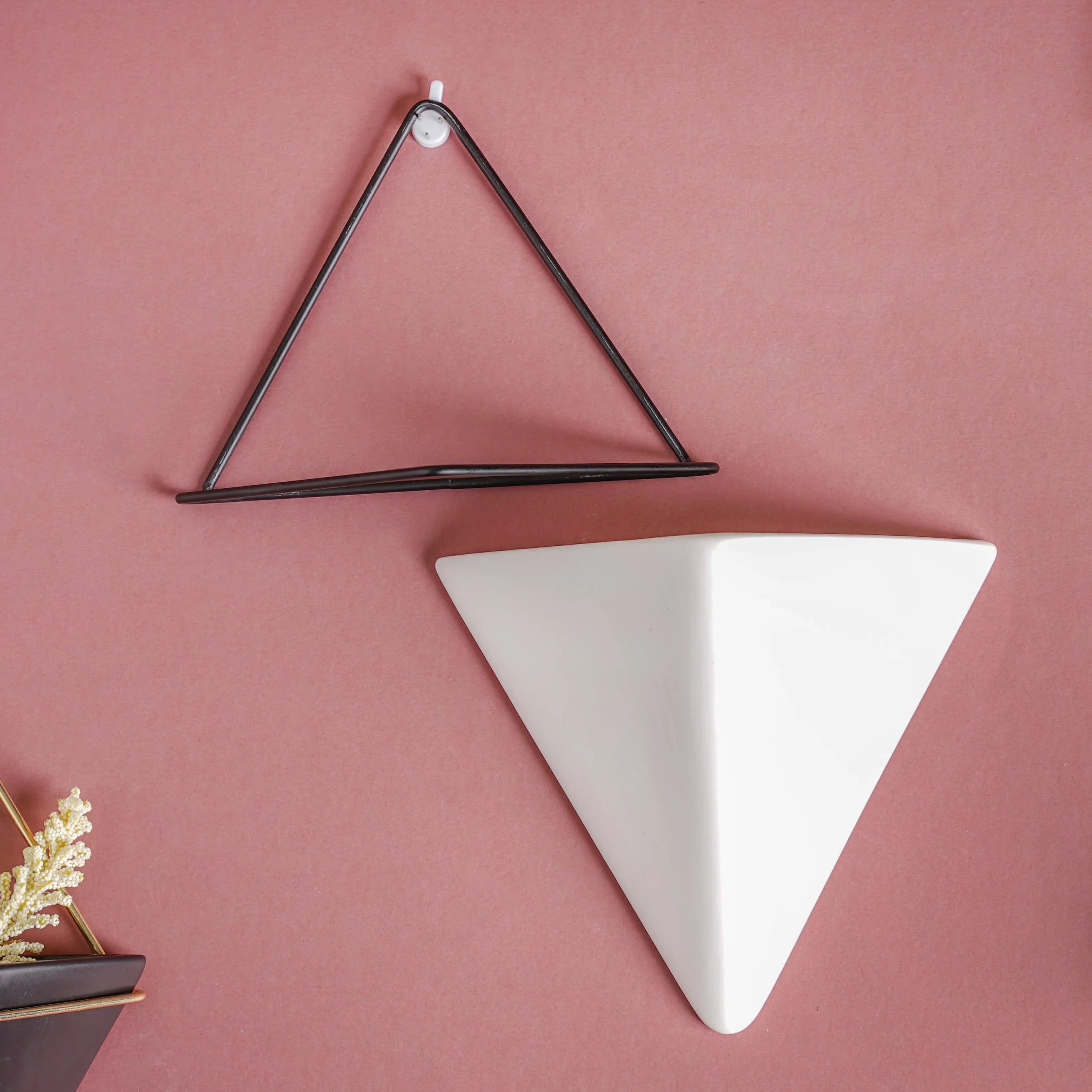 Triangular Ceramic Pot with Holder Large - Image 5