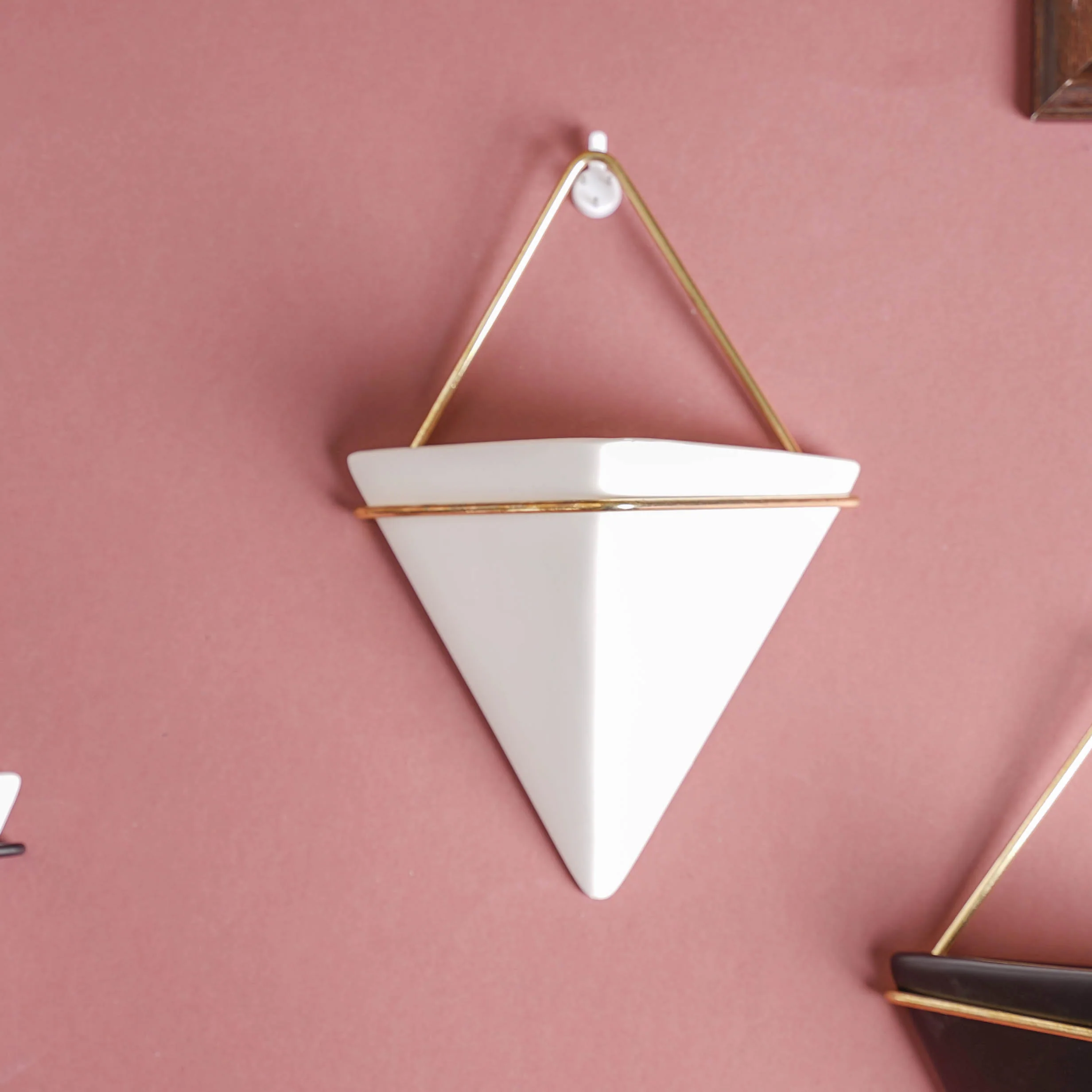 Triangular Ceramic Wall Hanging Planter Medium - Image 7