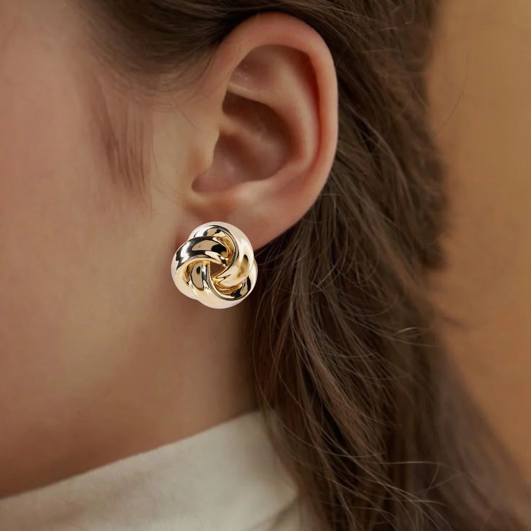Triquetra Trinity Knot Gold Earrings - Image 5