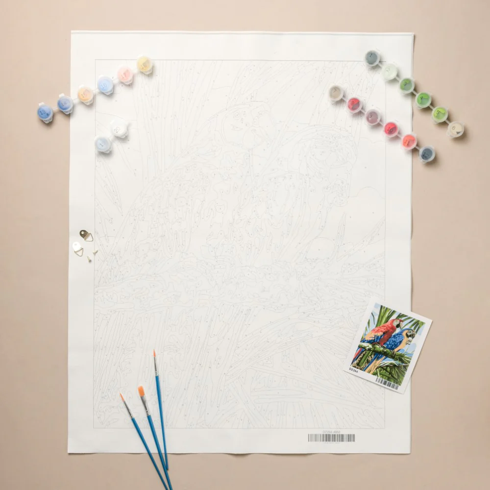 Tropical Macaws DIY Painting By Numbers Kit - Image 3