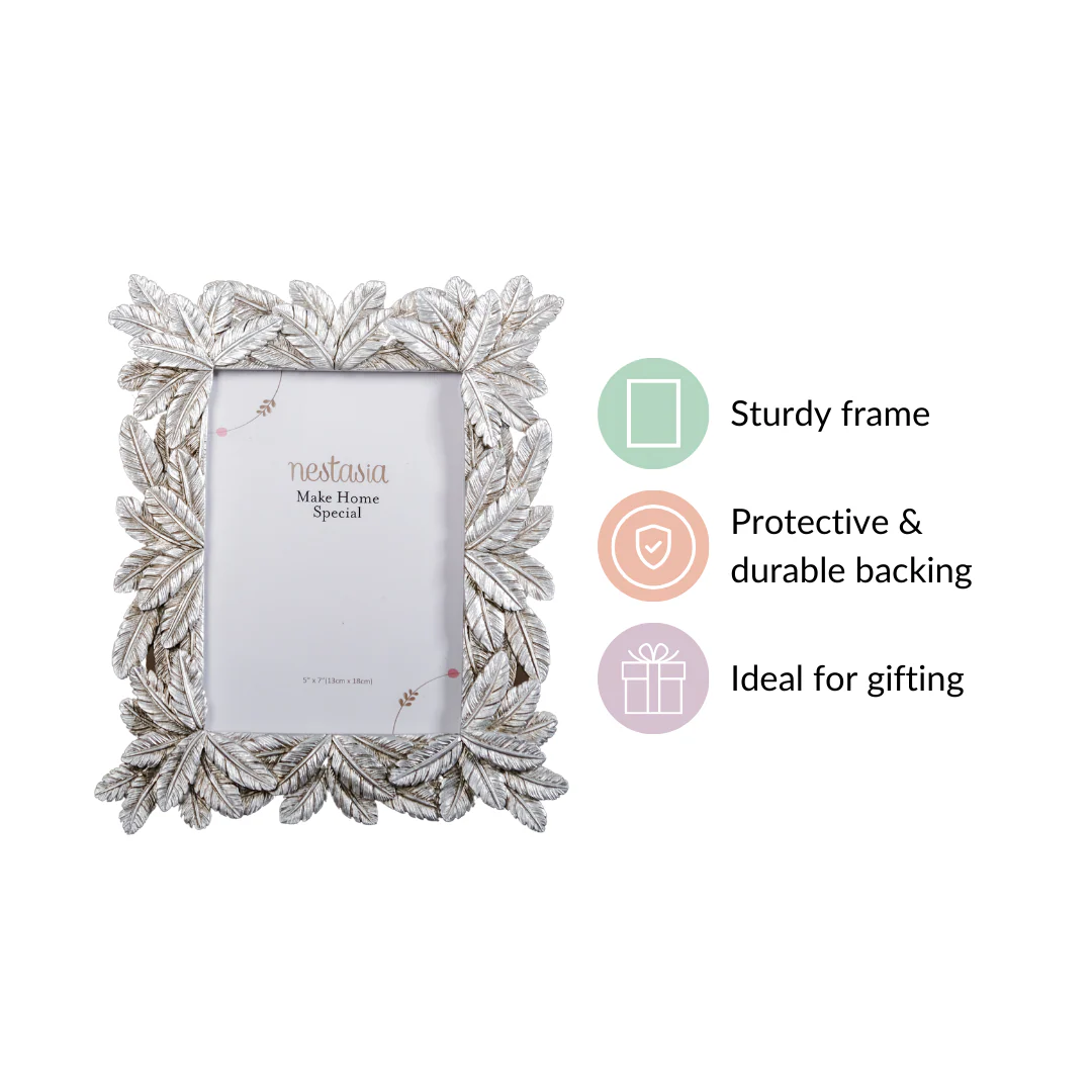 Tropical Palm Photo Frame Large Silver Antique Finish 10"x8" - Image 5