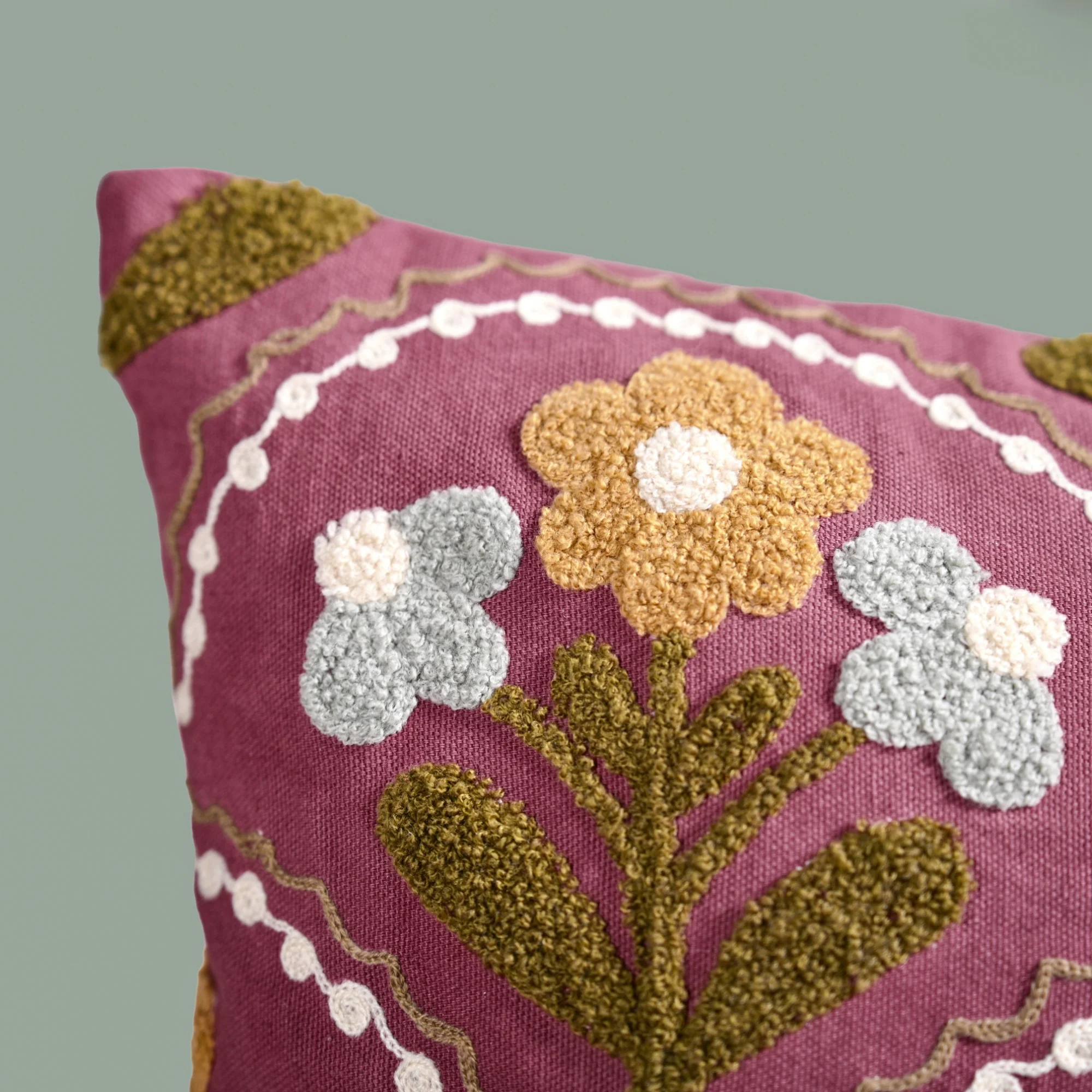 Tufted Blossoms Art Deco Purple Cushion Cover 40x40cm - Image 6