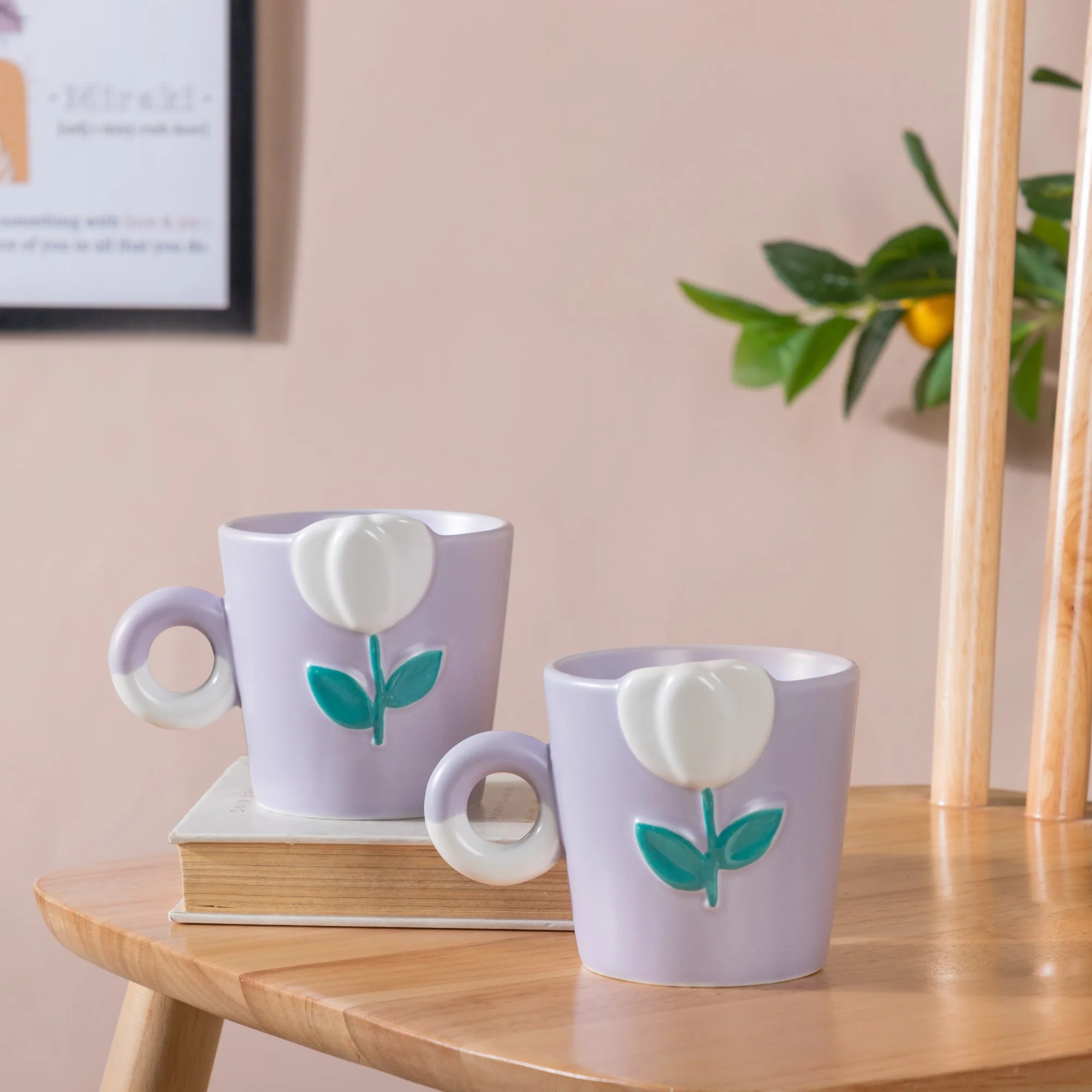 Tulip Coffee Mug Lilac Set of 2 330ml - Image 6