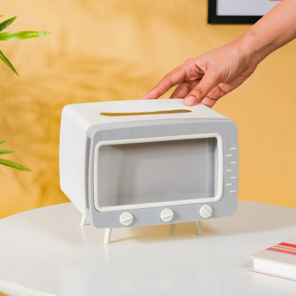 TV Tissue Box With Stand White - Image 3