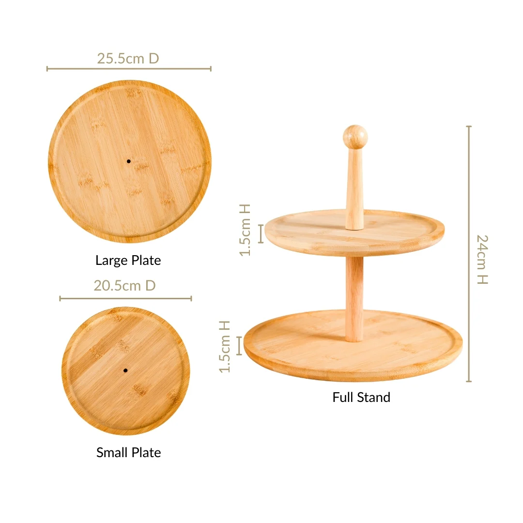 Two Tier Bamboo Cupcake Stand - Image 3