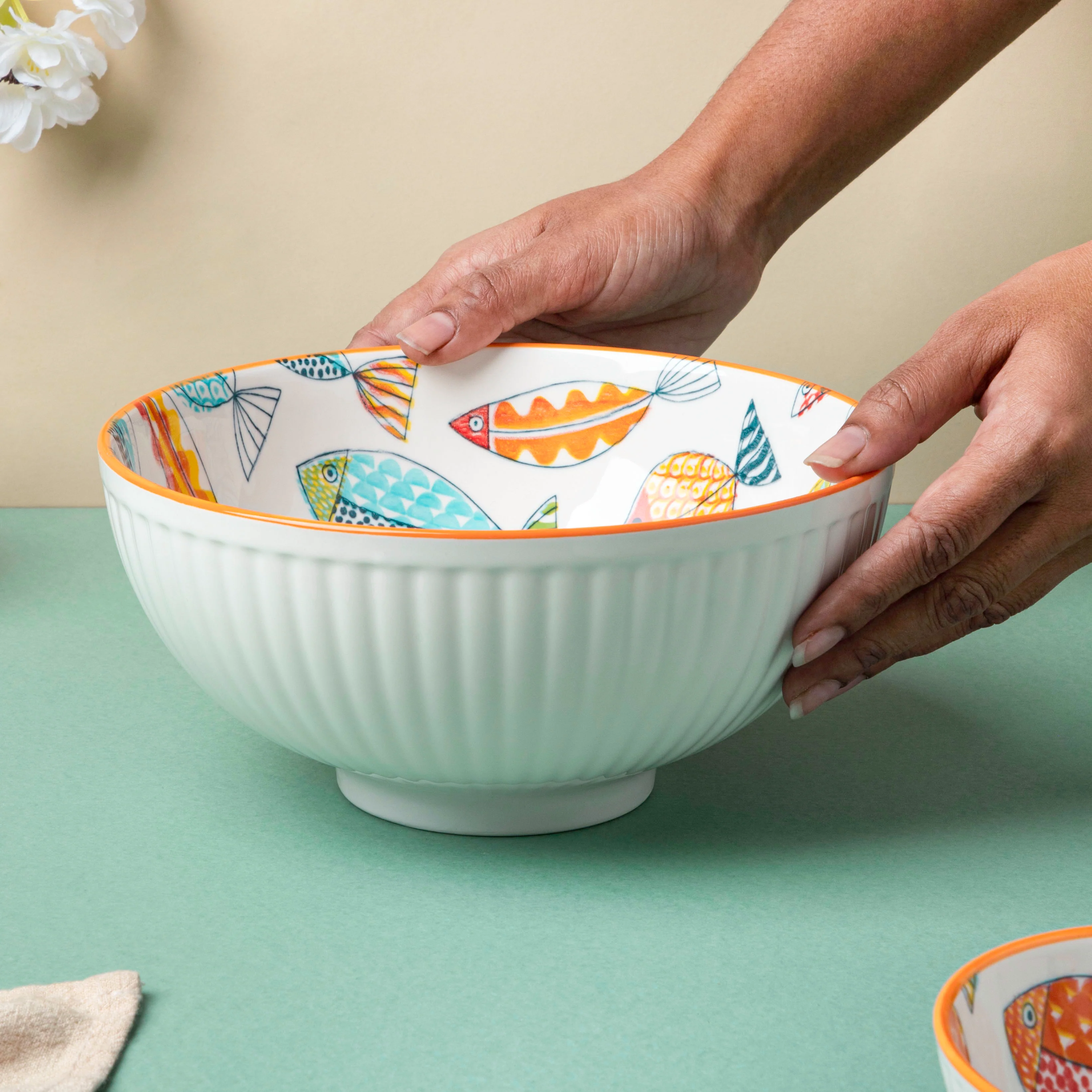 Ukiyo Ceramic Serving Bowl 8 inch - Image 3