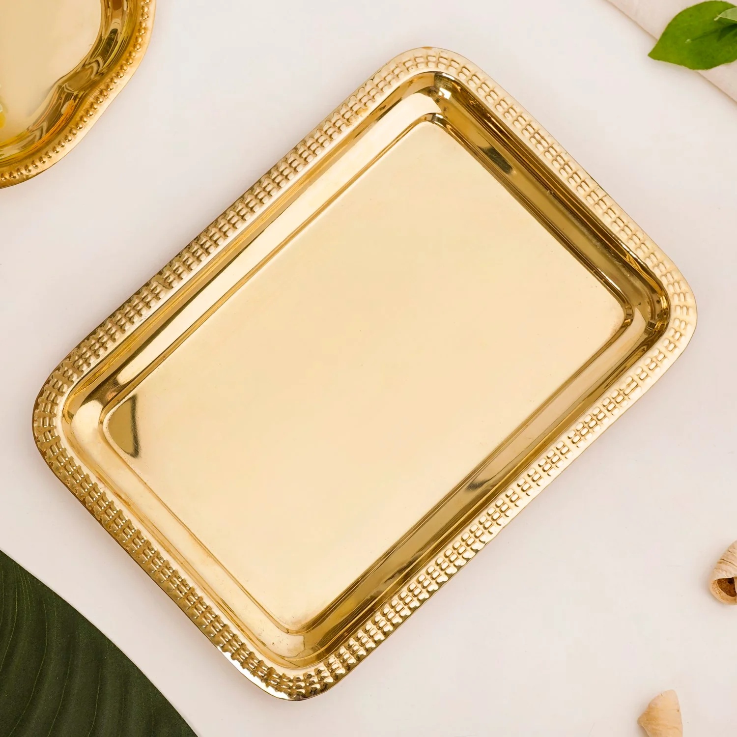 Veda Pure Brass Decorative Tray Gold 30x22cm - Image 5
