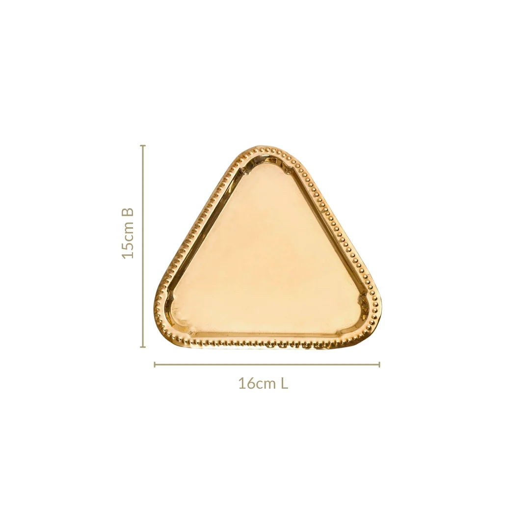 Veda Pure Brass Triangle Serving Platter Set Of 2 16x15cm - Image 3