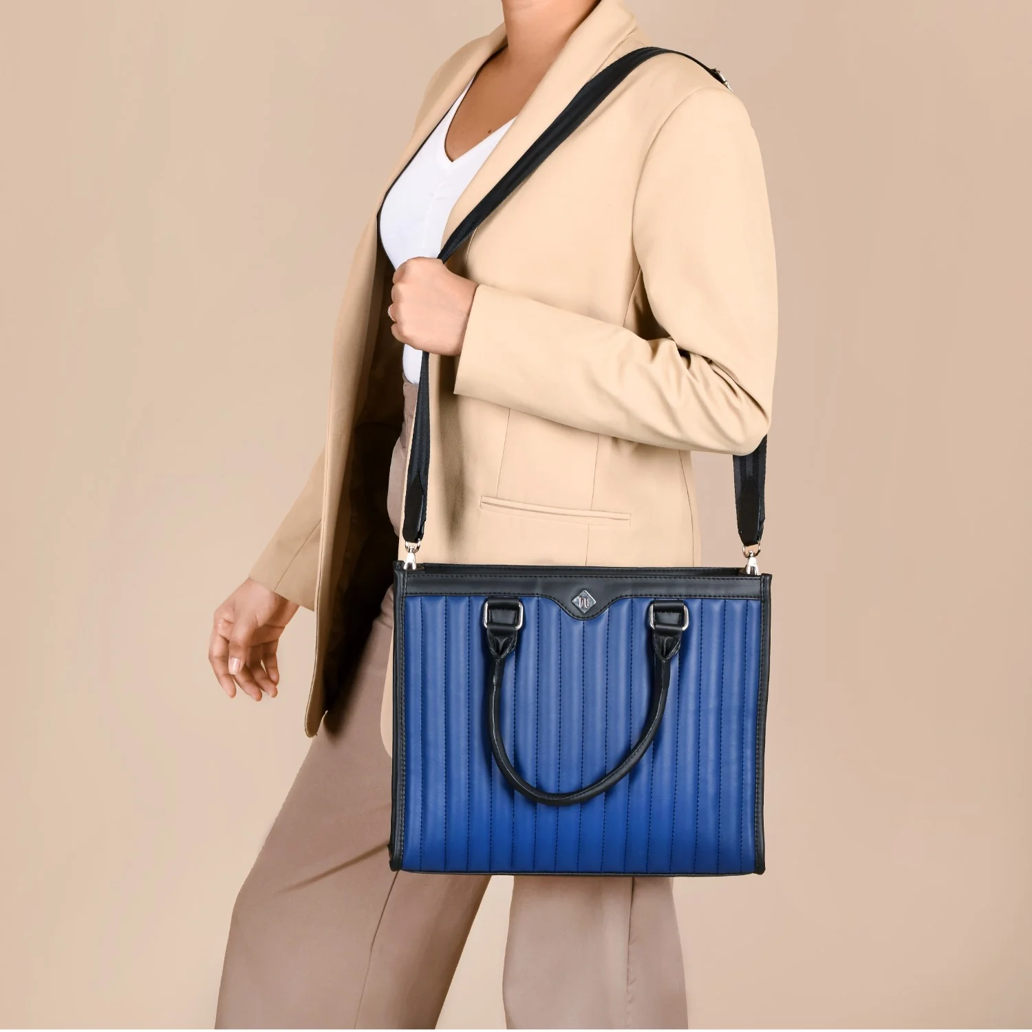 Vegan Leather Book Tote Midnight Blue - Image 3