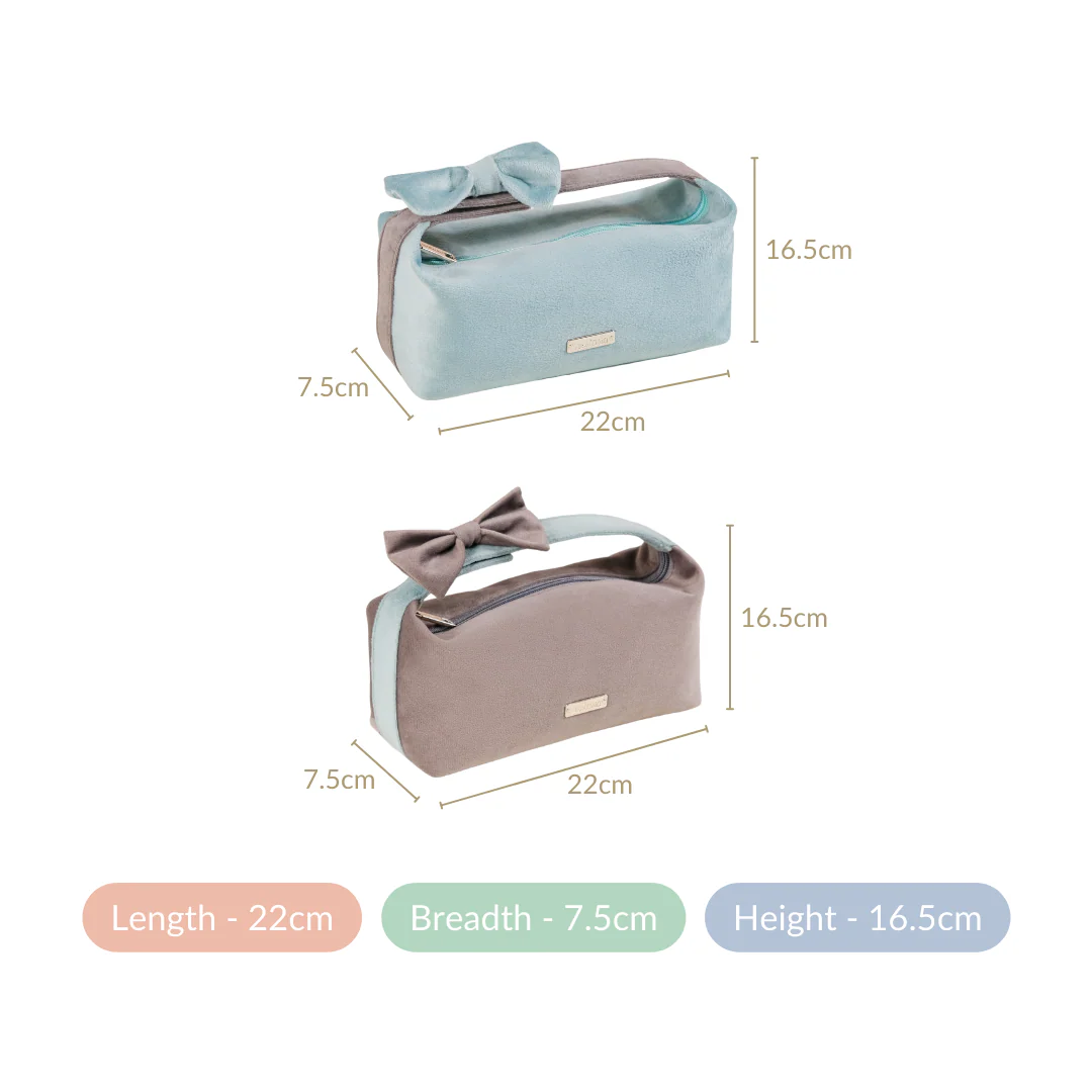 Velvet Makeup Pouch with Bow Set Of 2 - Image 3
