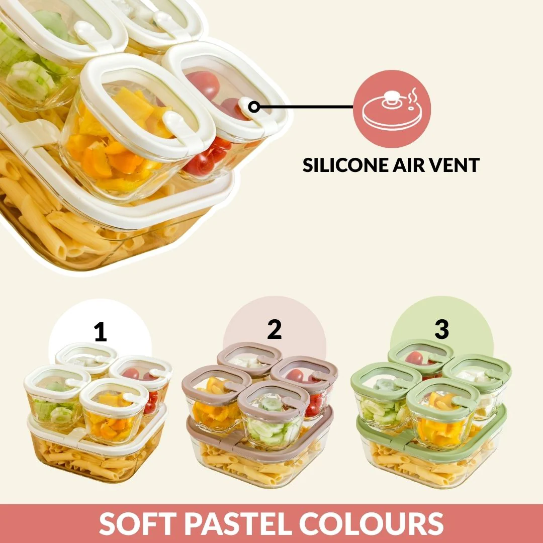 Vento Food Container With Airtight Lid Set Of 5 220ml 1320ml Cream - Image 7