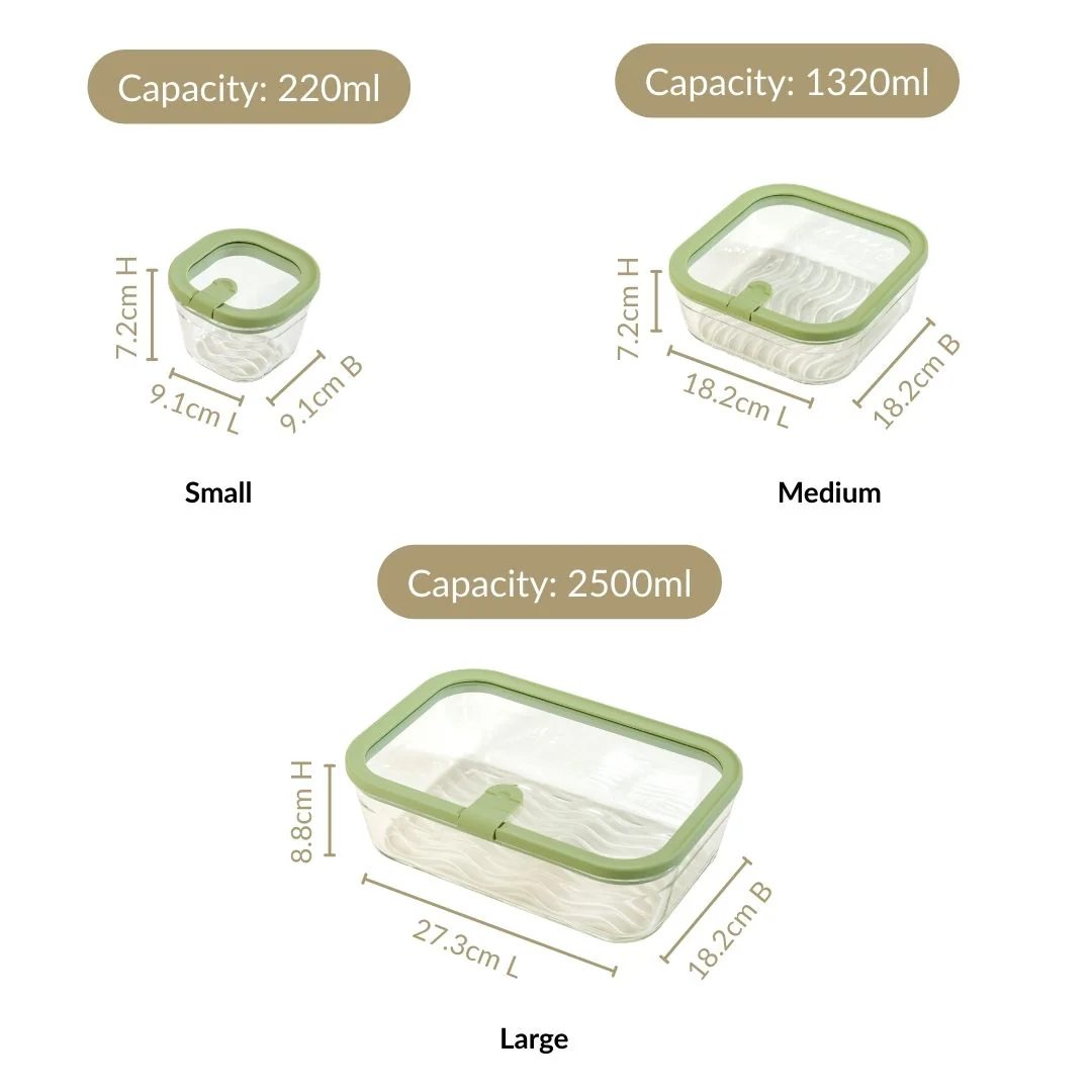 Vento Food Storage Container Set Of 4 220ml 1320ml 2500ml Sage Green - Image 4