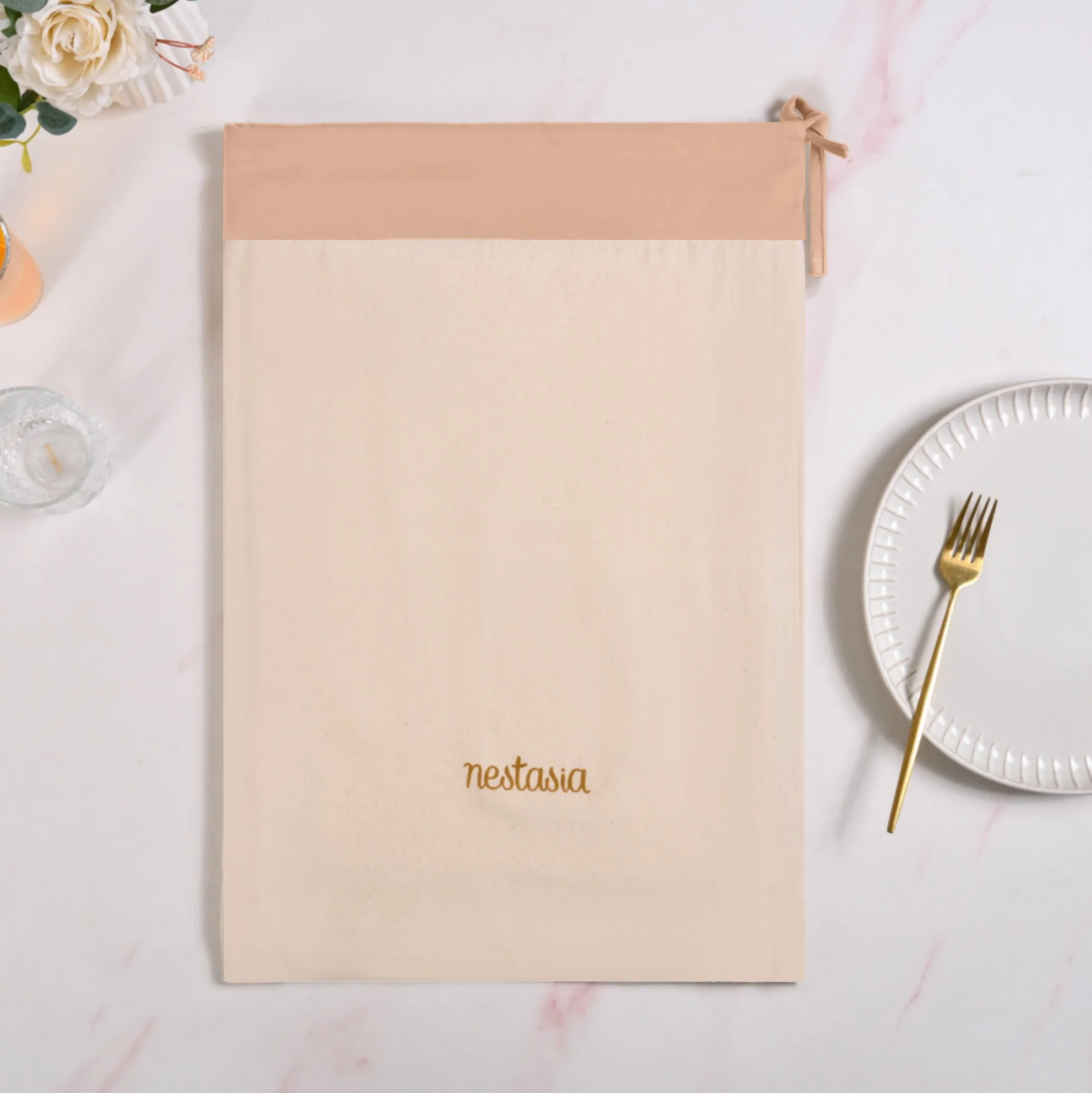 Ventosa Table Runner With Placemats And Napkins 13 Piece Set In Peach - Image 5