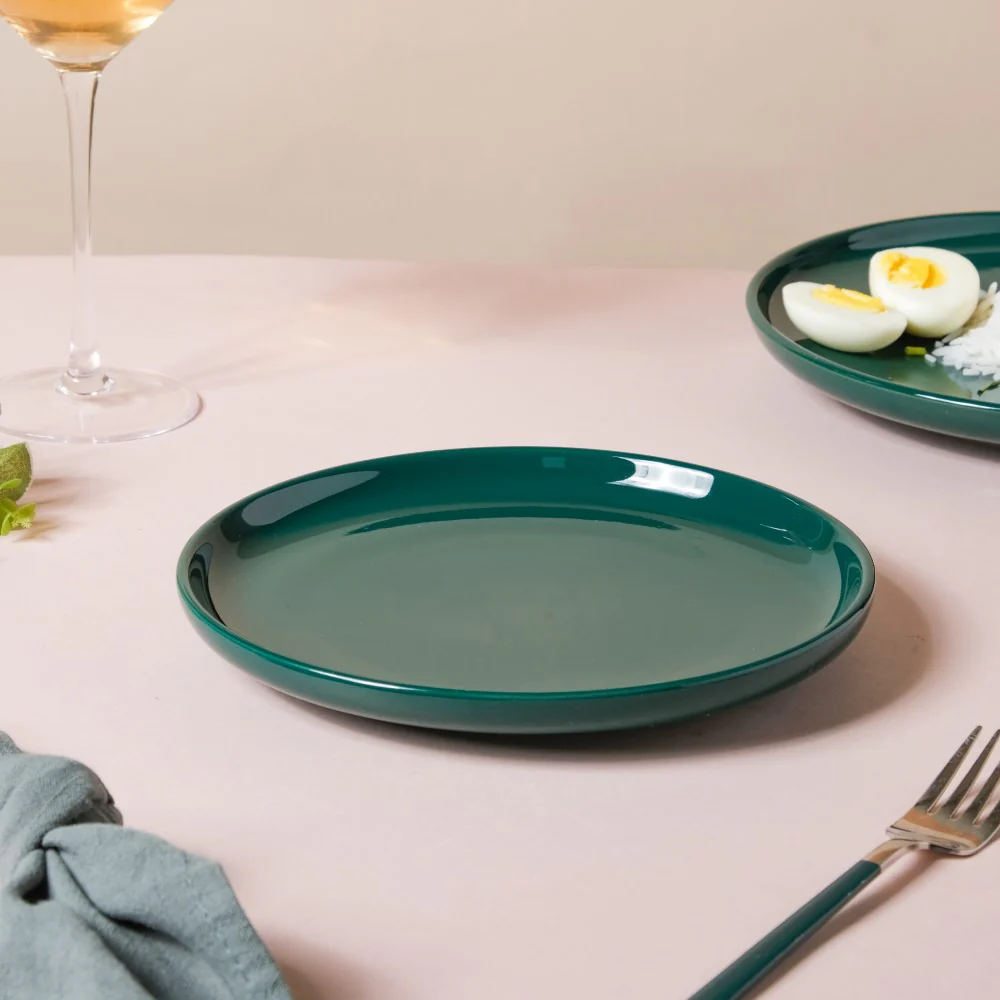 Verdant Round Ceramic Snack Plate Green 7.5 Inch - Image 3