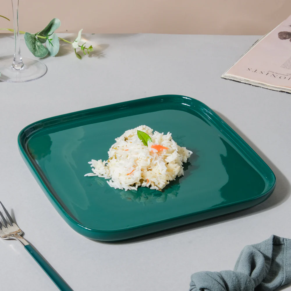 Verdant Square Ceramic Dinner Plate Green 9.5 Inch - Image 3