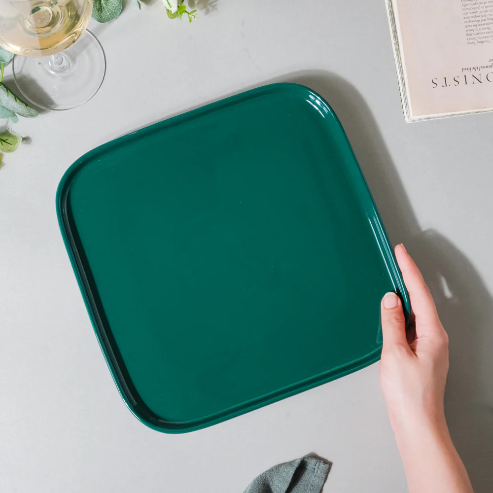 Verdant Square Ceramic Dinner Plate Green 9.5 Inch - Image 4