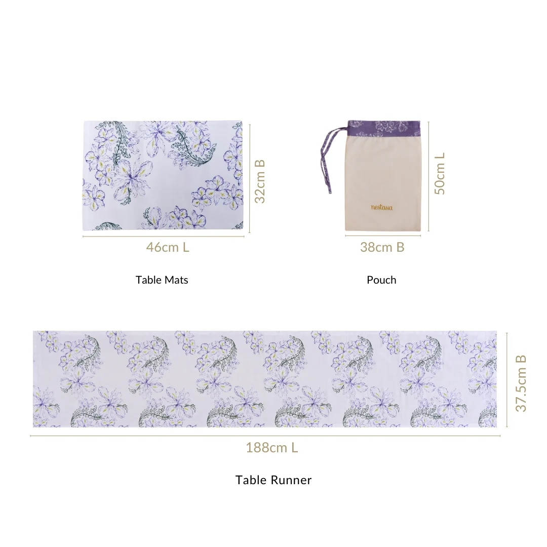 Verde Pure Cotton Table Runner And Placemat Set Of 7 - Image 4