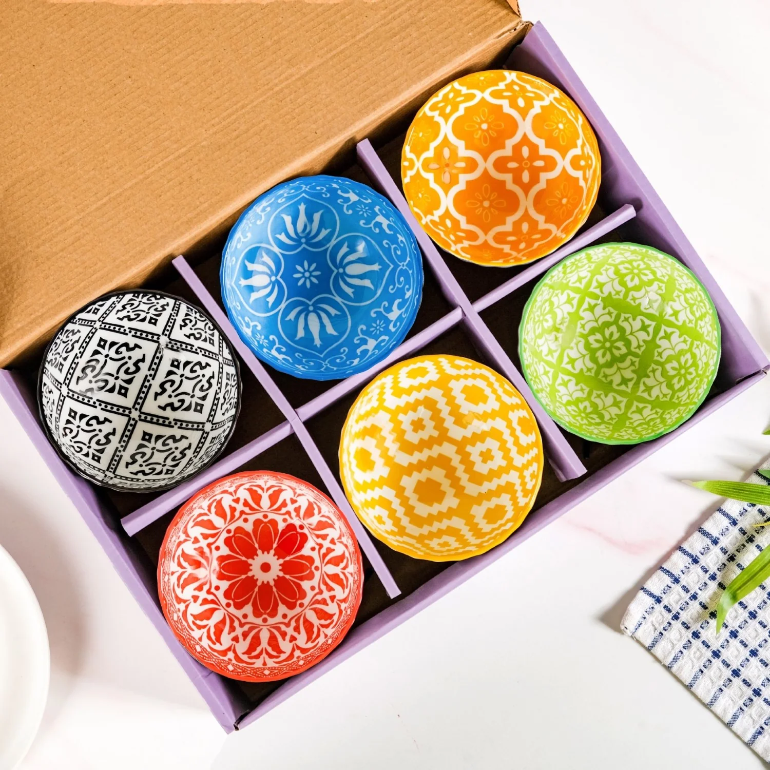 Vibrant Colour Pop Ceramic Soup Bowl Set Of 6 300ml - Image 2