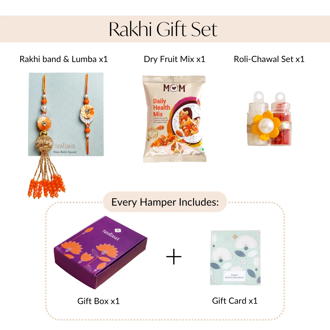 Vibrant Coloured Rakhi Lumba Set For Brother And Bhabhi - Image 5