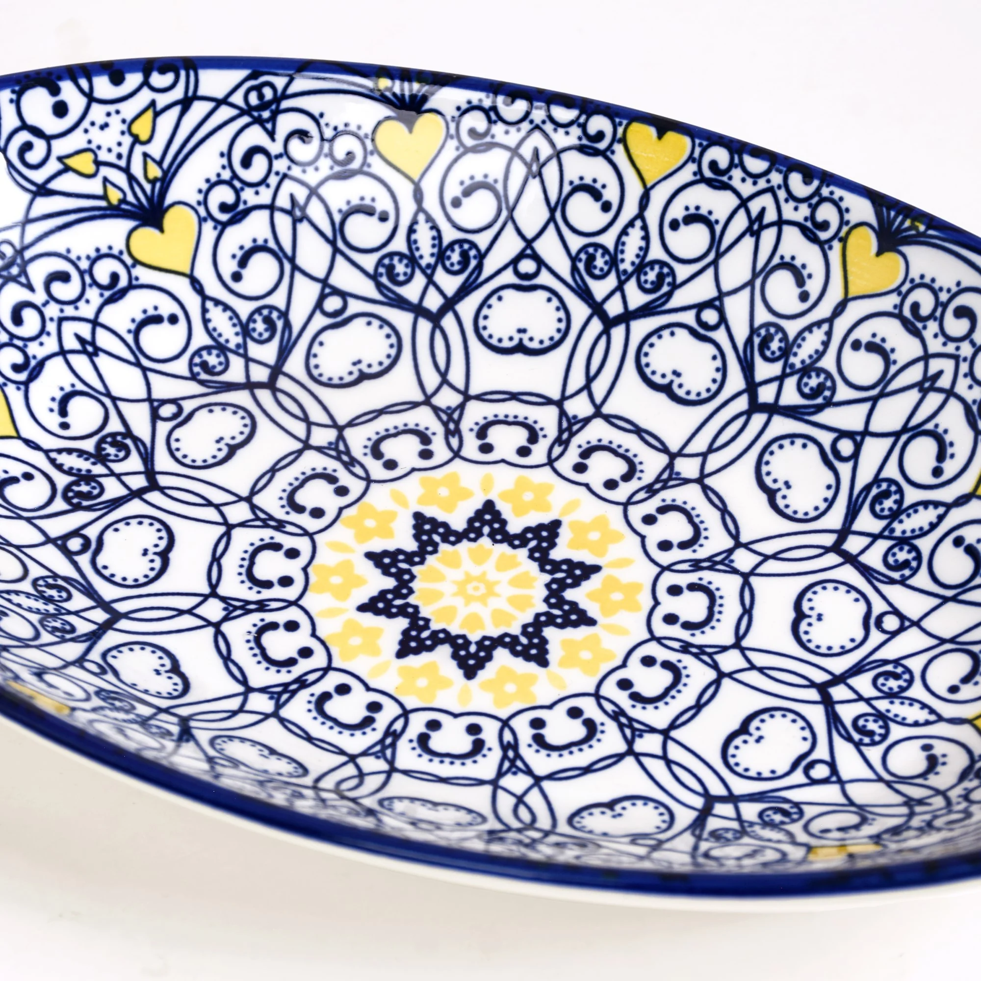 Vibrant Mandala Platter Yellow And Blue Set Of 2 - Image 9