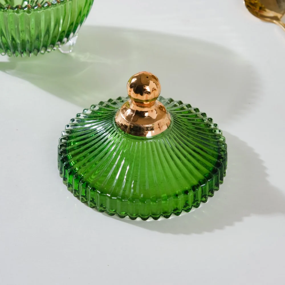 Vintage Glass Jar With Lid Green Small 100ml - Image 15
