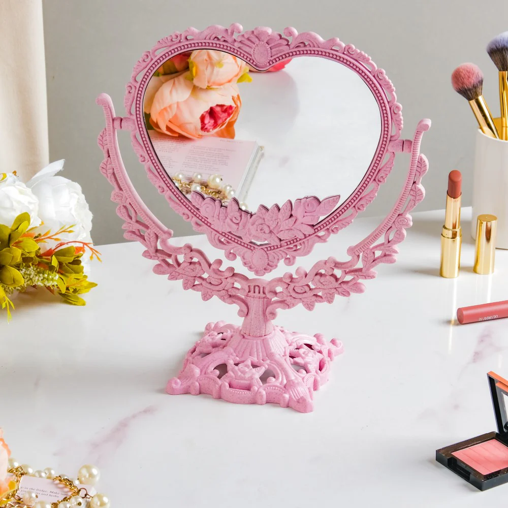 Vintage Heart Double Sided Mirror Pink - Image 7