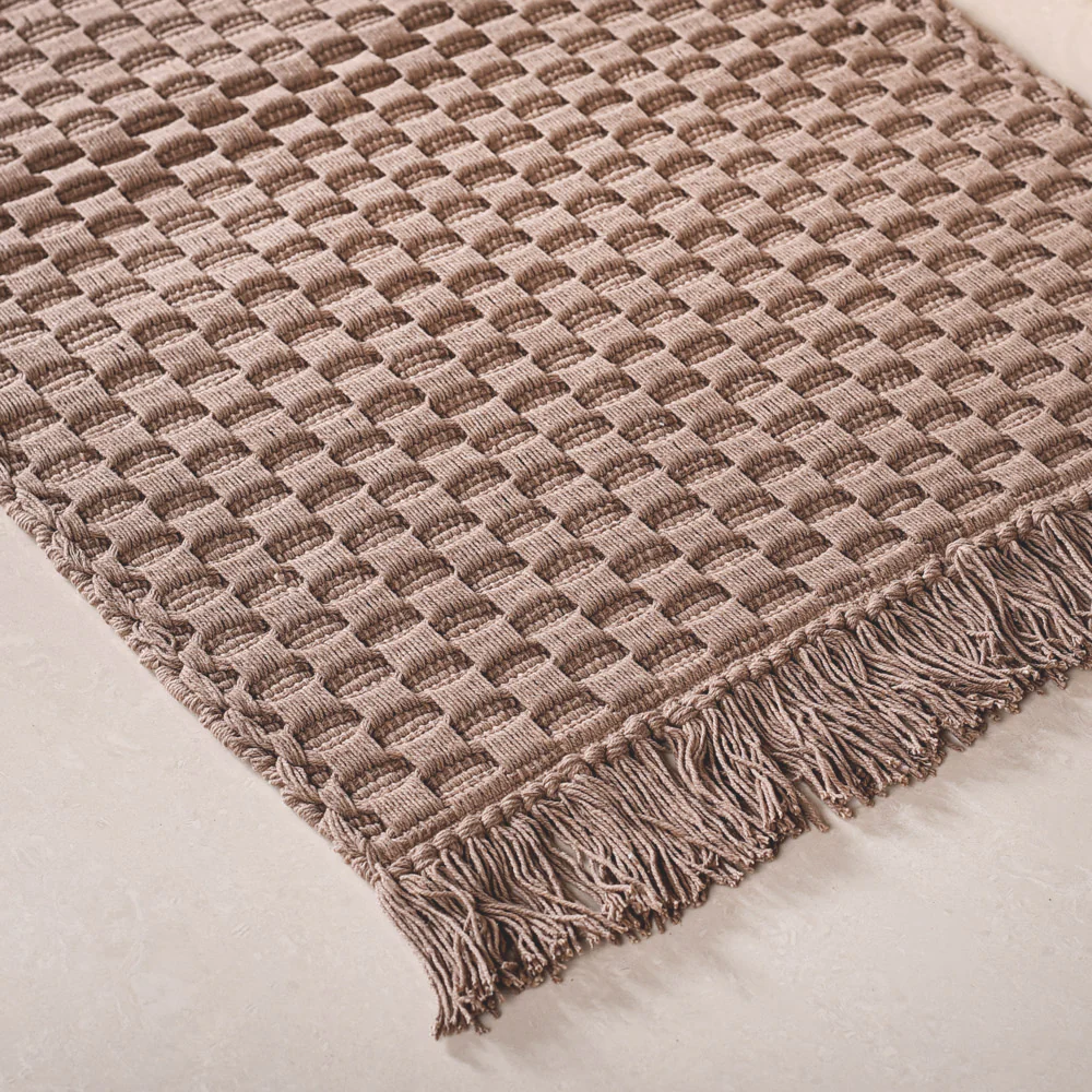 Waffle Weave Cotton Floor Mat Sandy Brown 37x20 Inch - Image 7