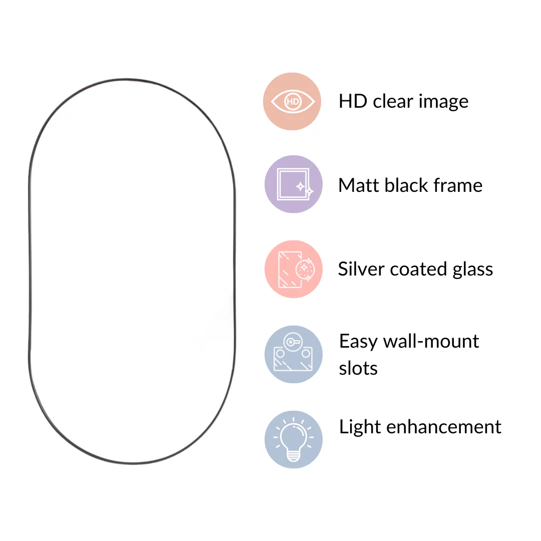 Wall Hanging Oval Mirror Black Large - Image 6