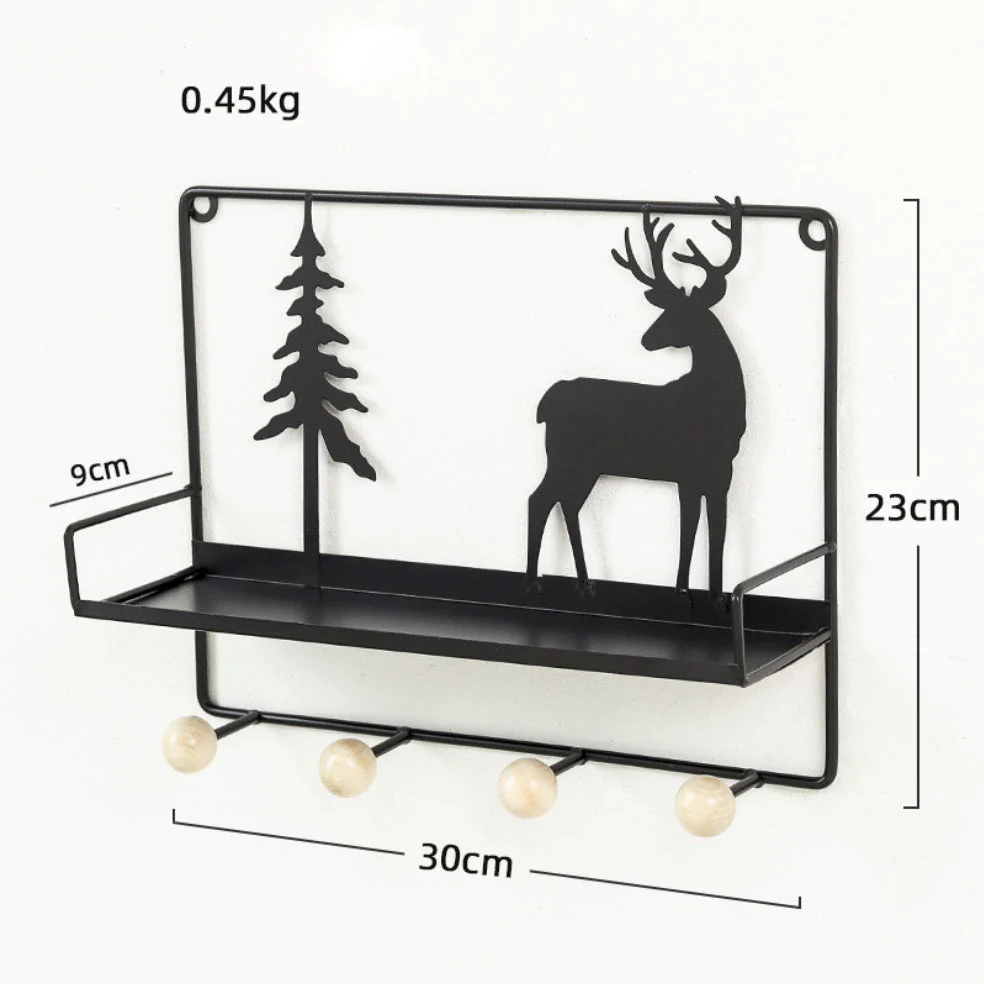 Wall Hanging Shelf Reindeer Rectangle Black - Image 3
