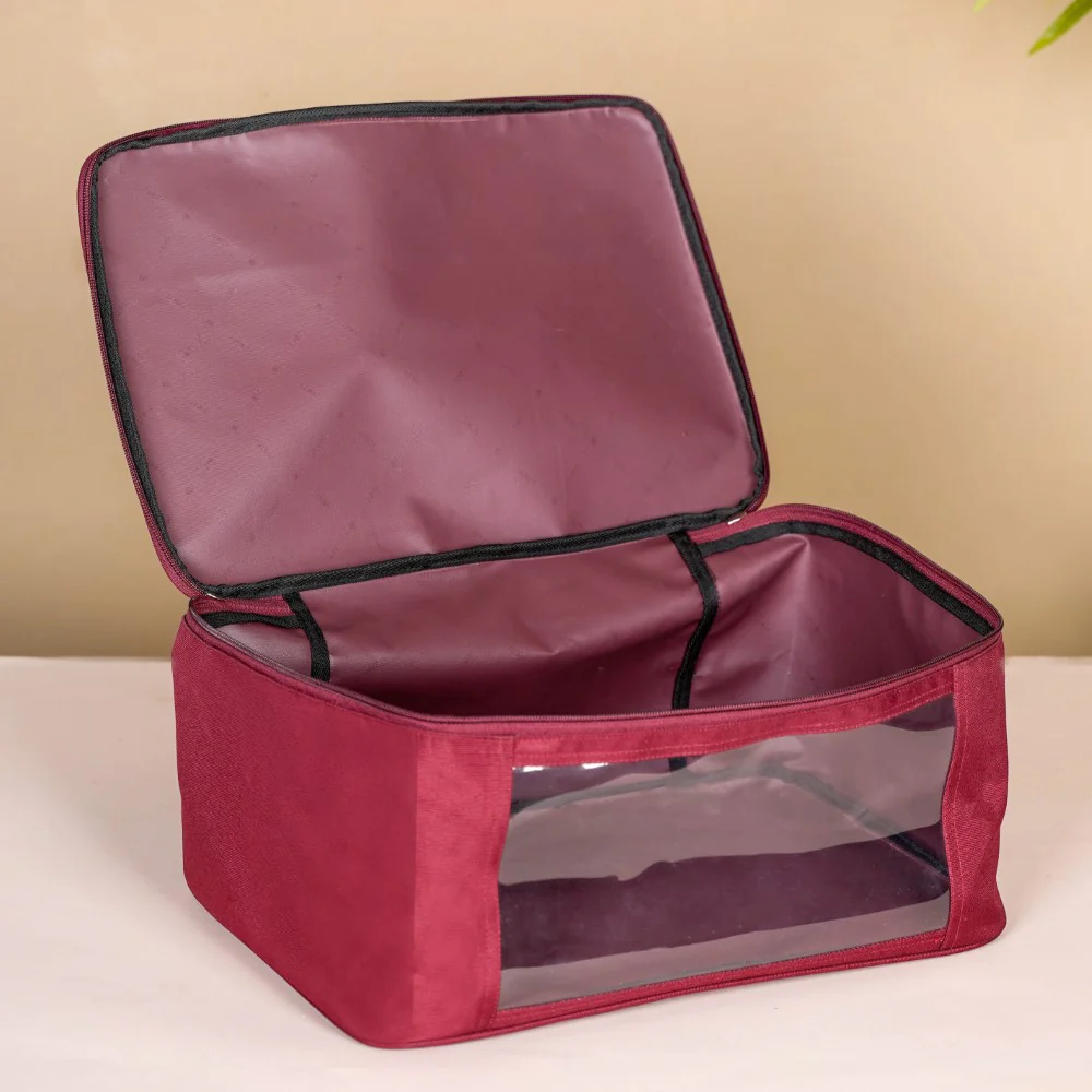Waterproof Maroon Wardrobe Organiser Set Of 2 - Image 2