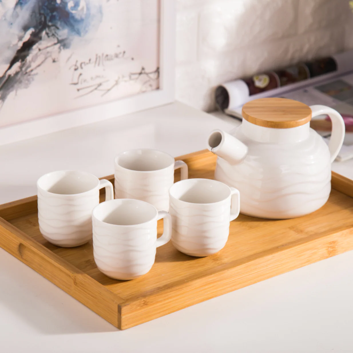 MAGNIFIQUE waves teapot and teacups set