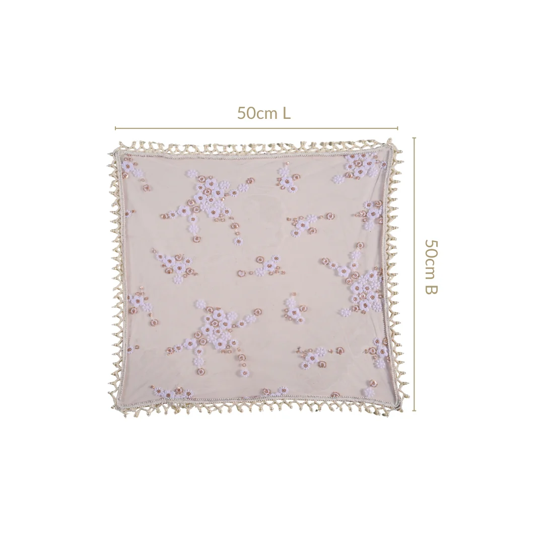 Wedding Floral Thali Cover Set Of 2 Lavender - Image 4