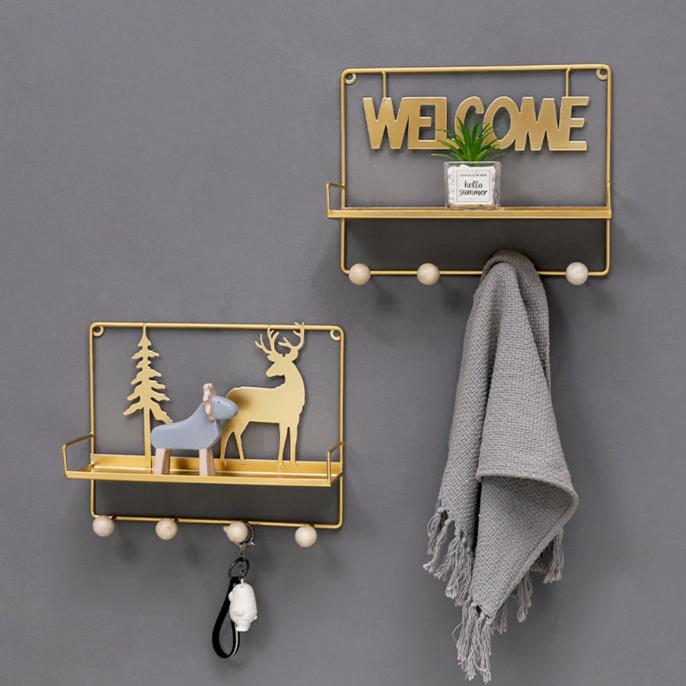 Welcome Wall Hanging Metal Rack Gold - Image 6