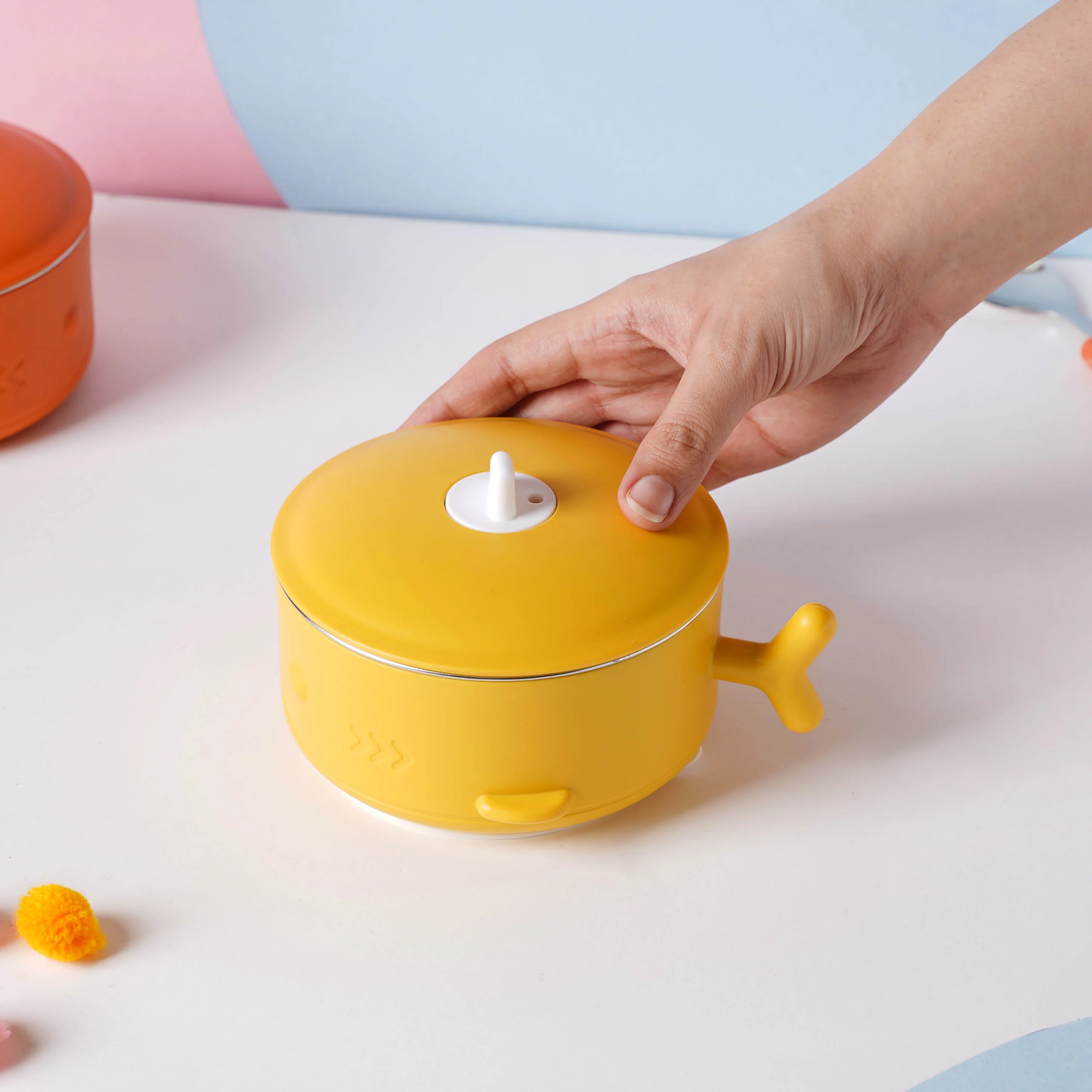 Whale Double Walled Anti-Slip Feeding Bowl Yellow 400 ml - Image 4