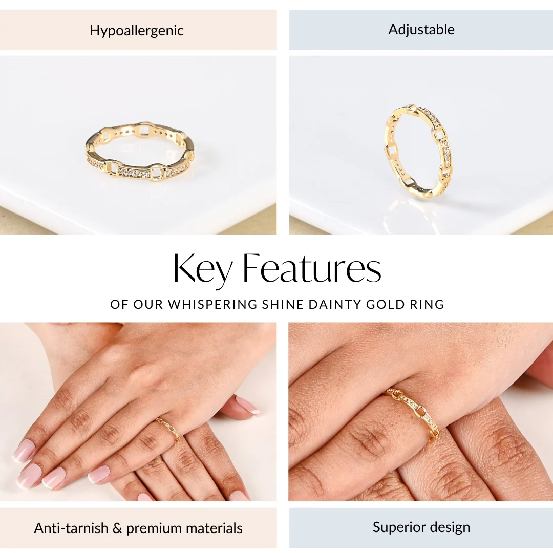 Whispering Shine Dainty Gold Ring - Image 4