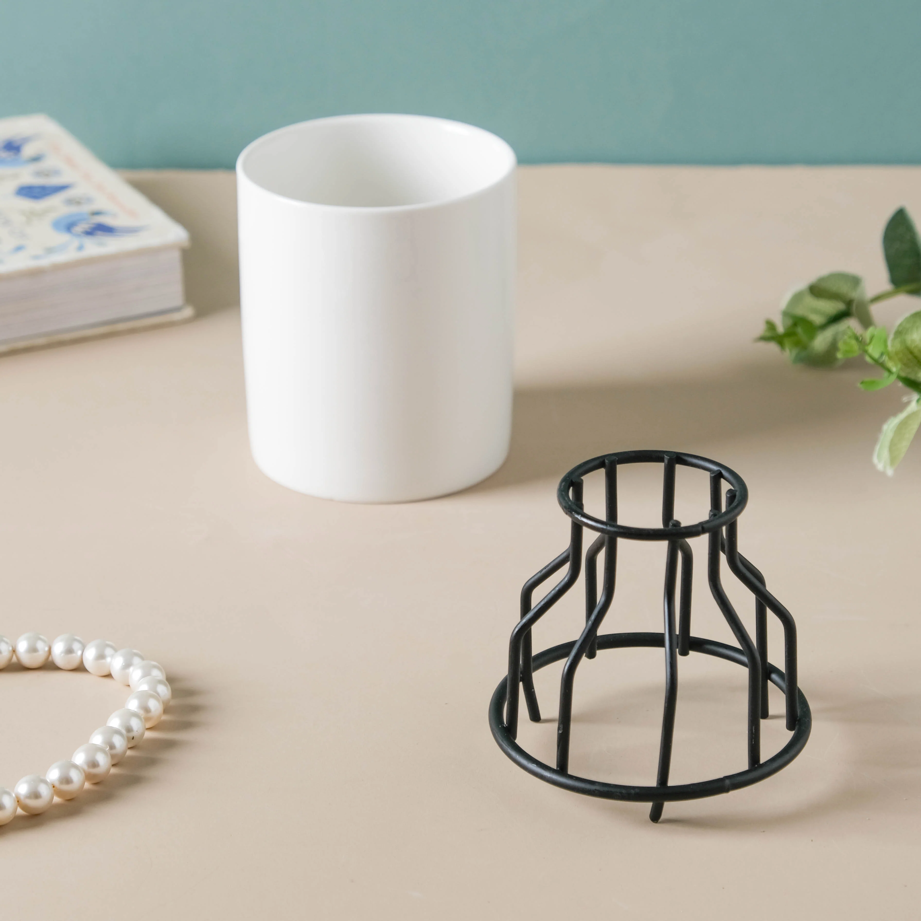 White and Black Planter For Desk - Image 4