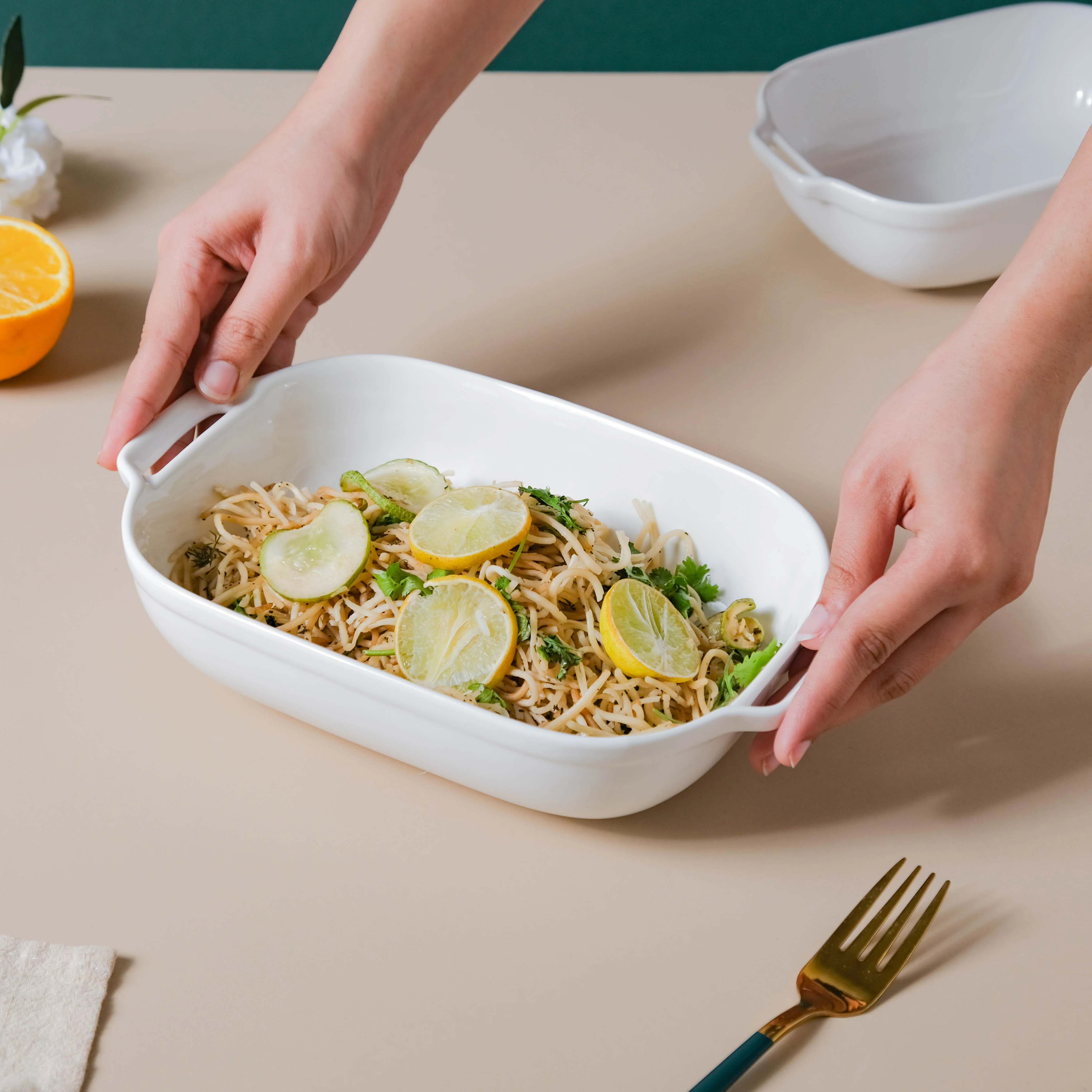 White Baking Dish With Handle - Image 2
