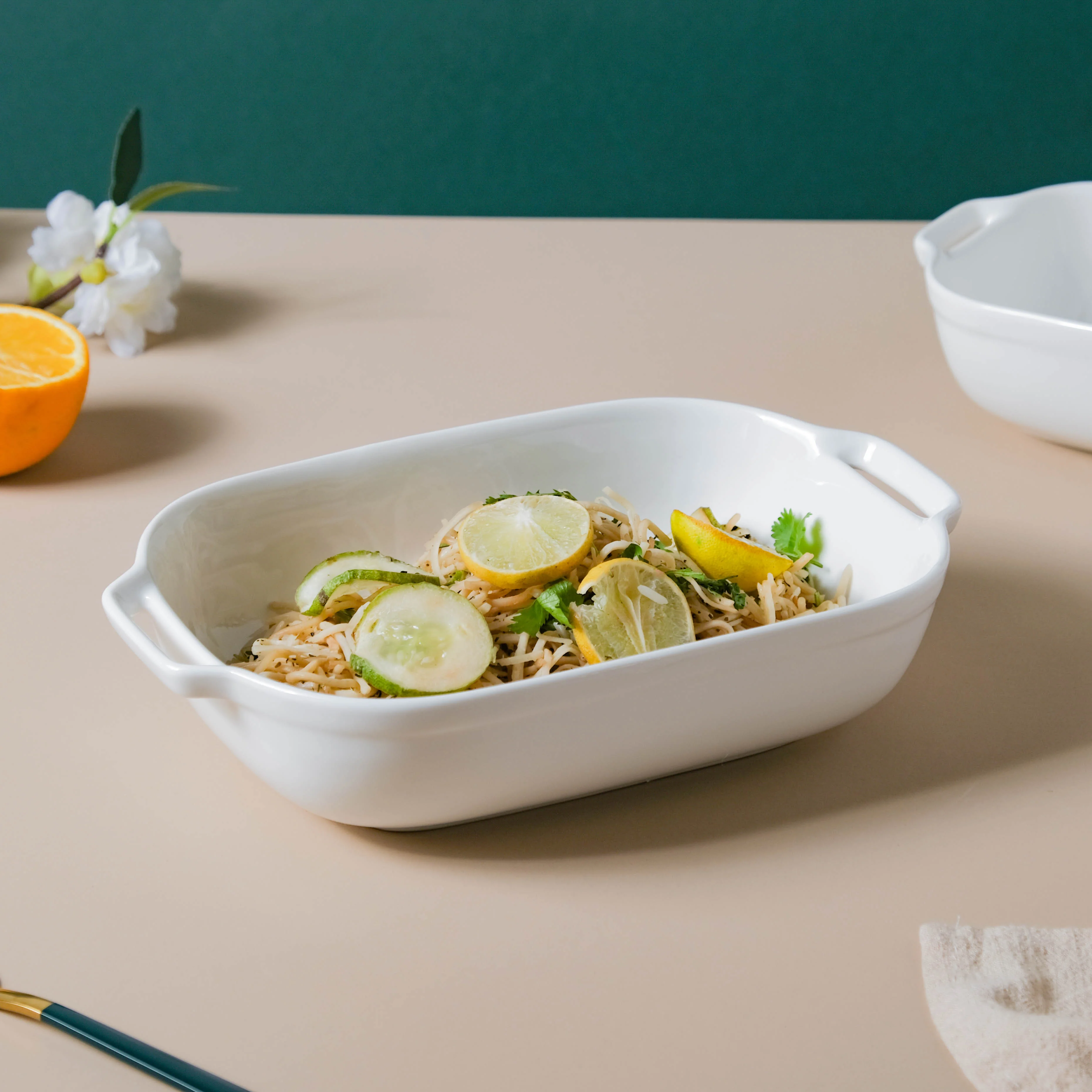 White Baking Dish With Handle - Image 4