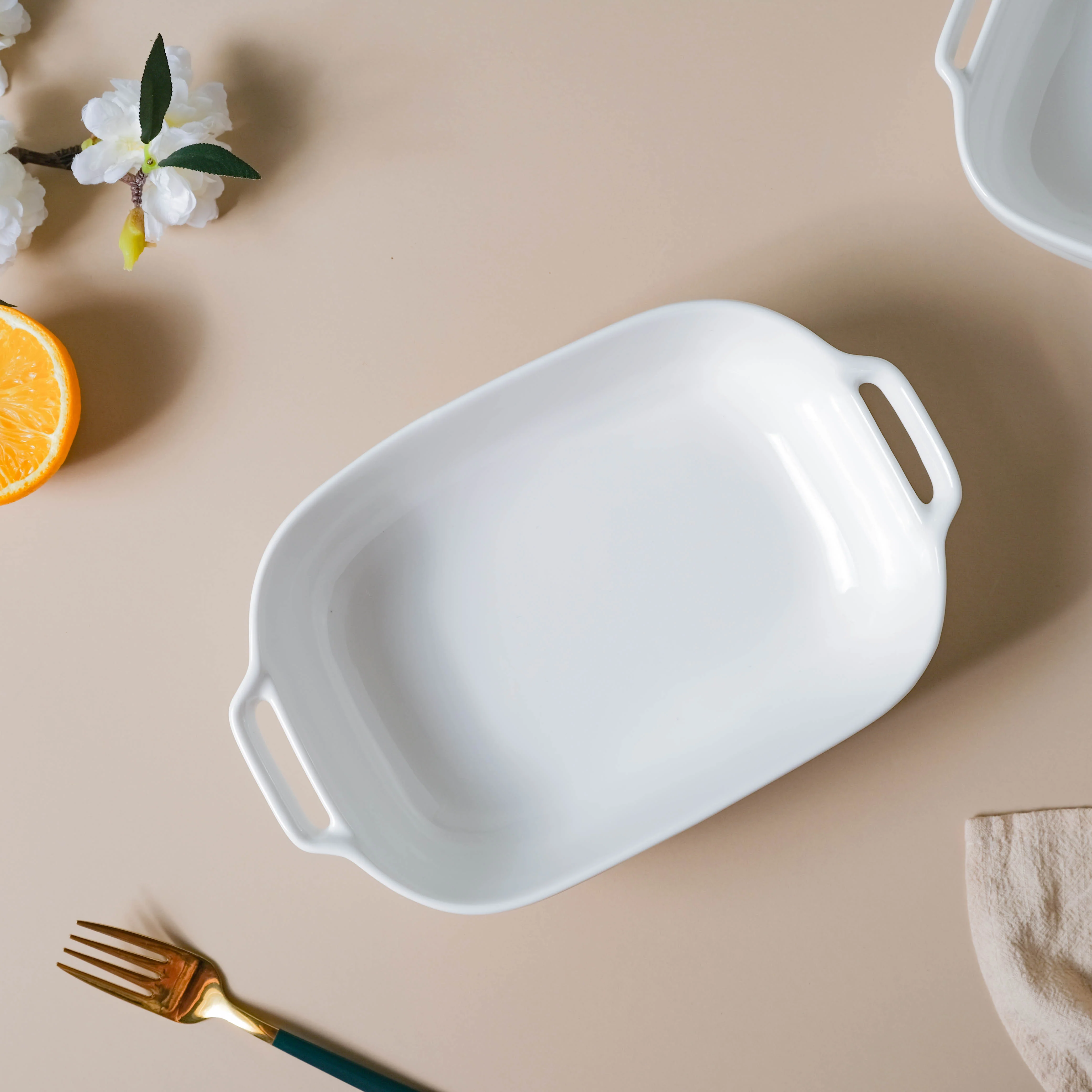 White Baking Dish With Handle - Image 5