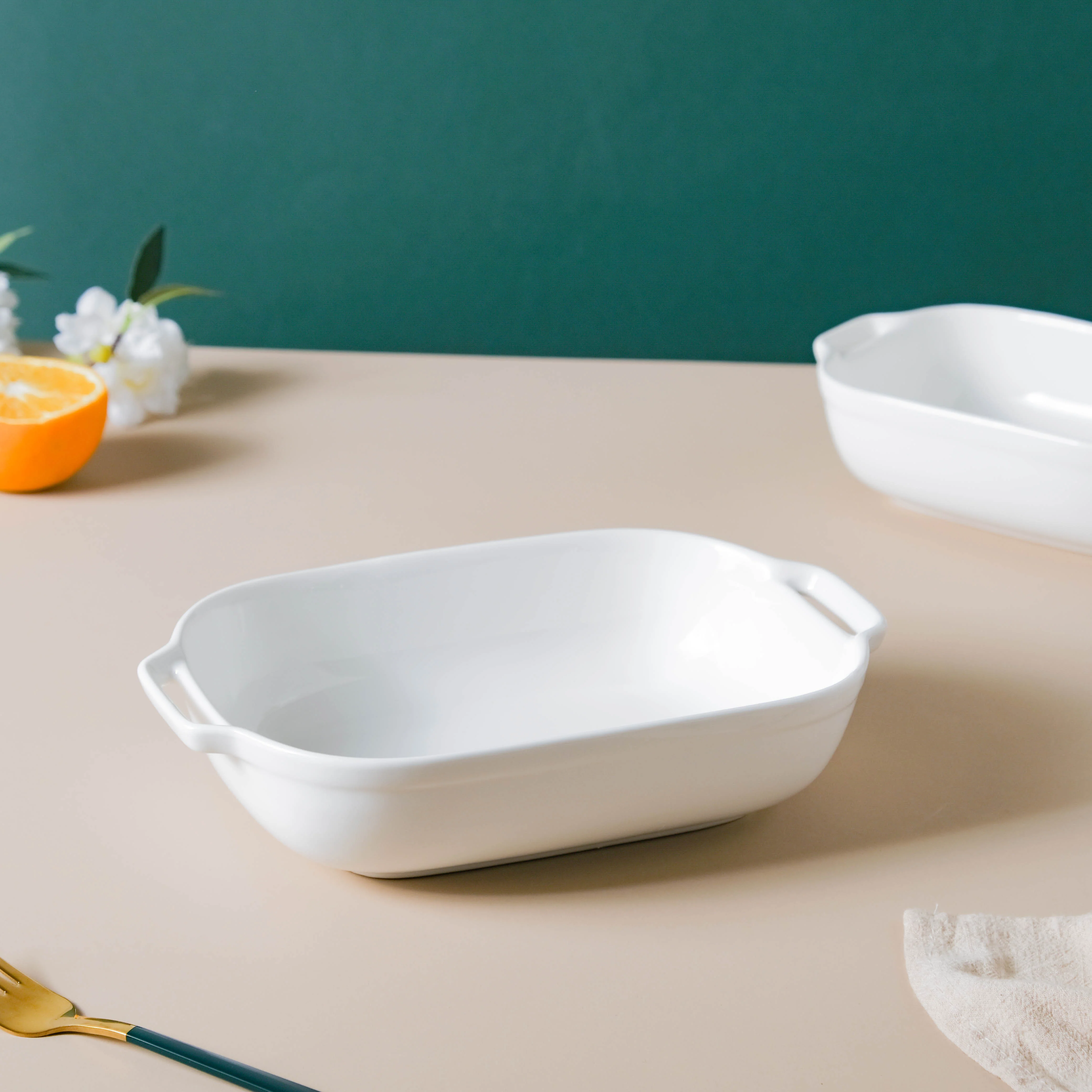 White Baking Dish With Handle - Image 7