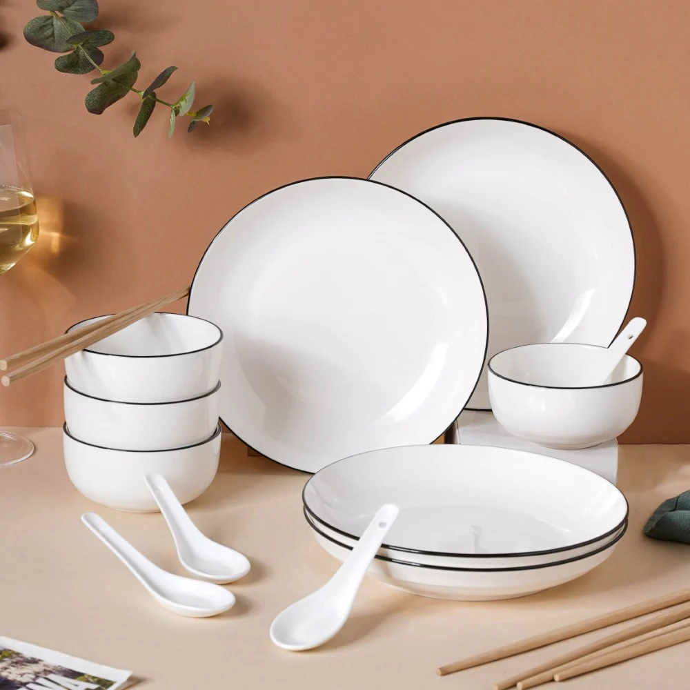 White 16 Piece Pasta Set For 4 - Image 10