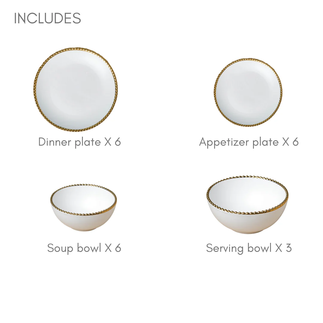 White Elysian 21 Piece Dinner Set For 6 - Image 16
