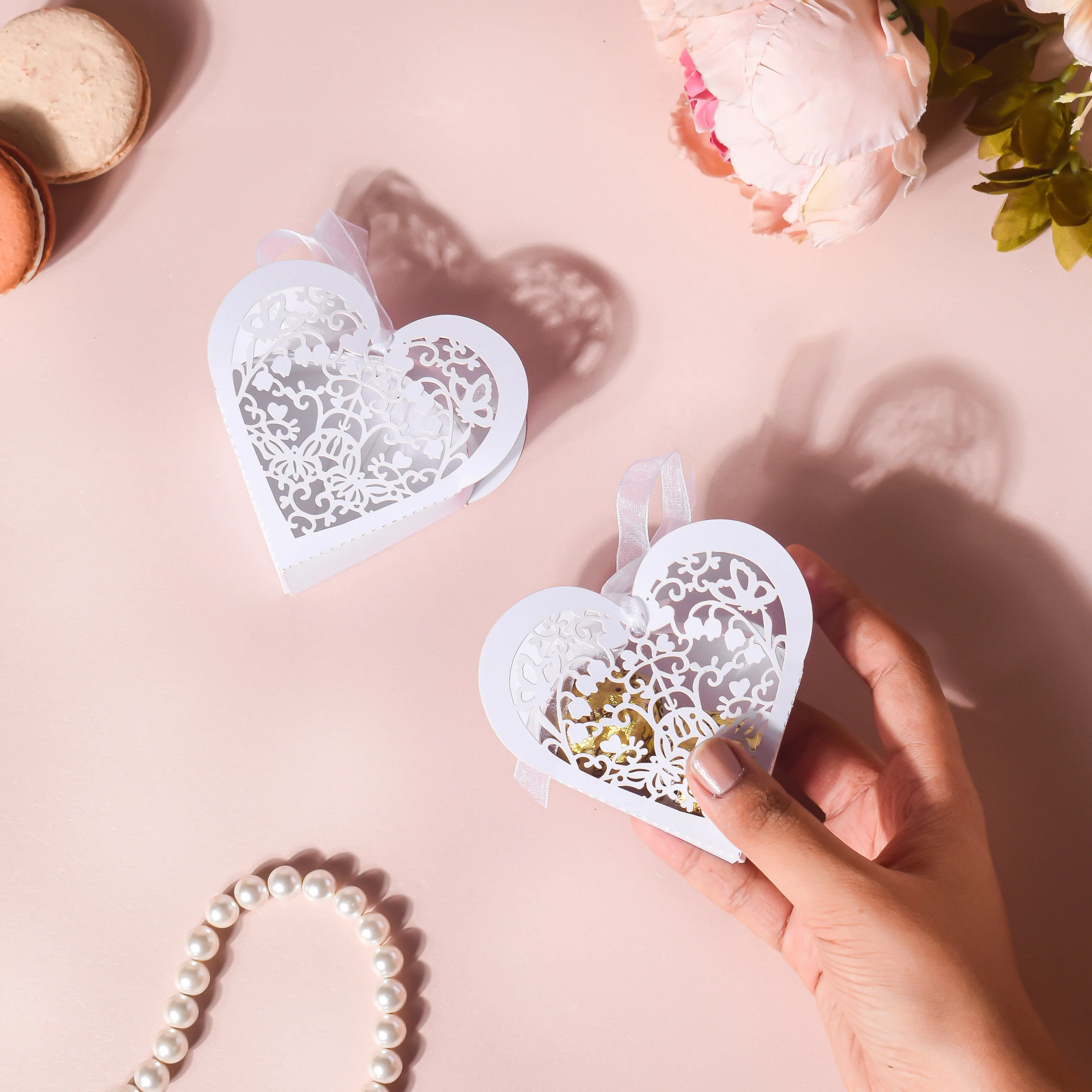 White Heart Paper Gift Box Set of 20 - Image 3