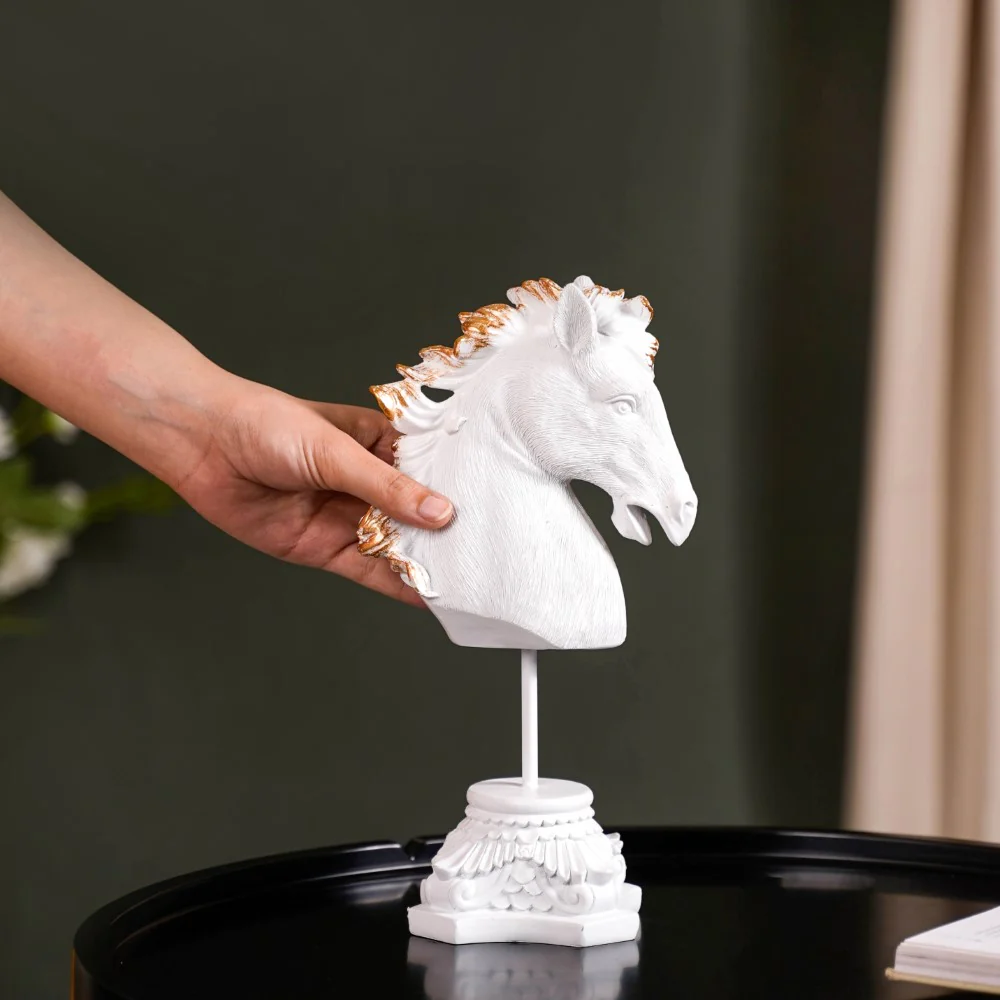 White Horse Decor Showpiece With Stand Small - Image 2