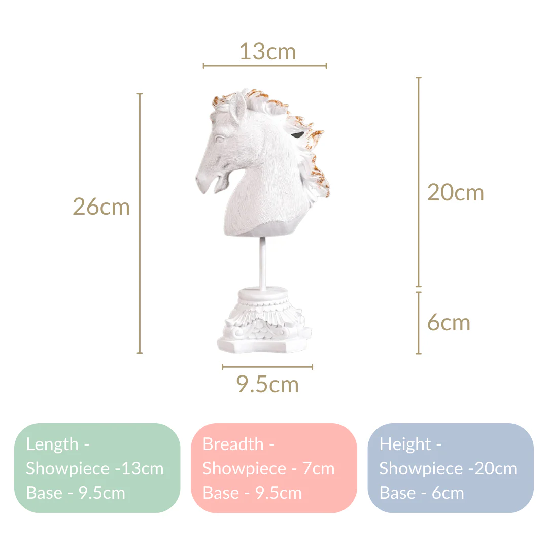 White Horse Decor Showpiece With Stand Small - Image 8