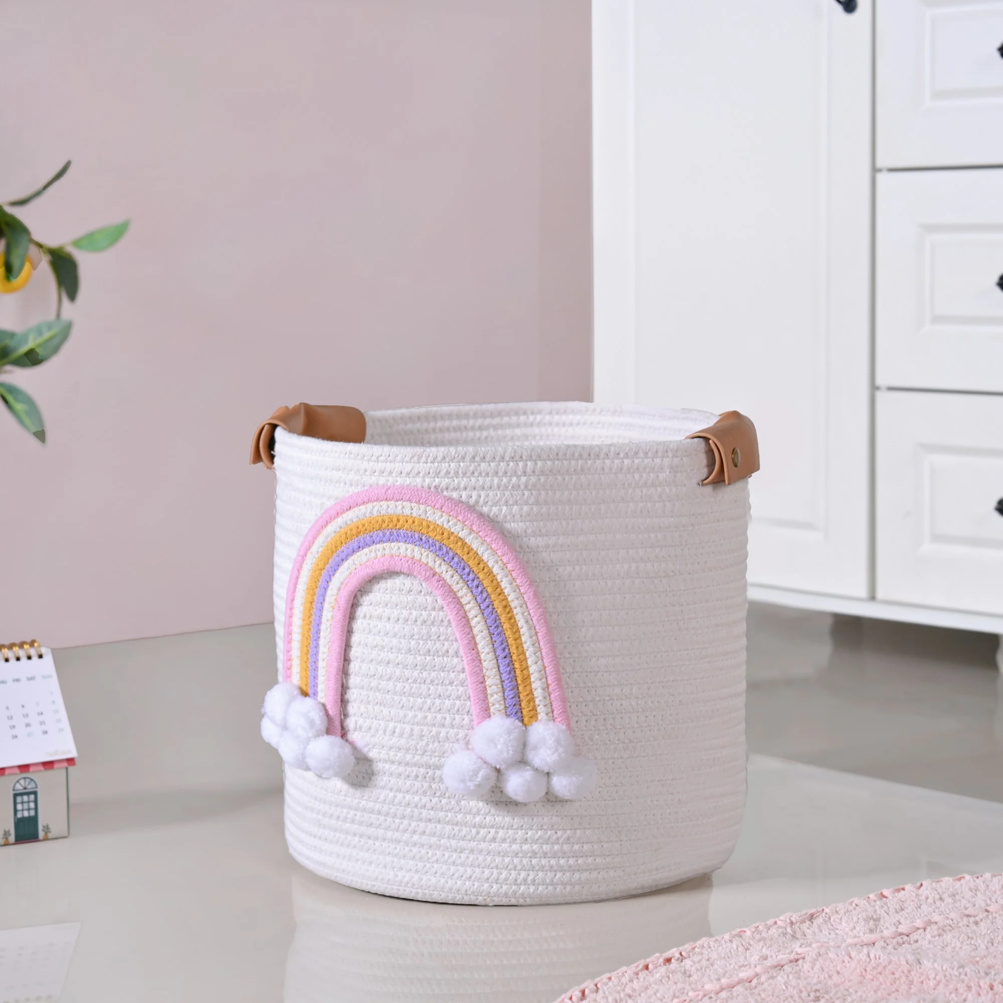White Rainbow Basket With Handles 30cm - Image 9