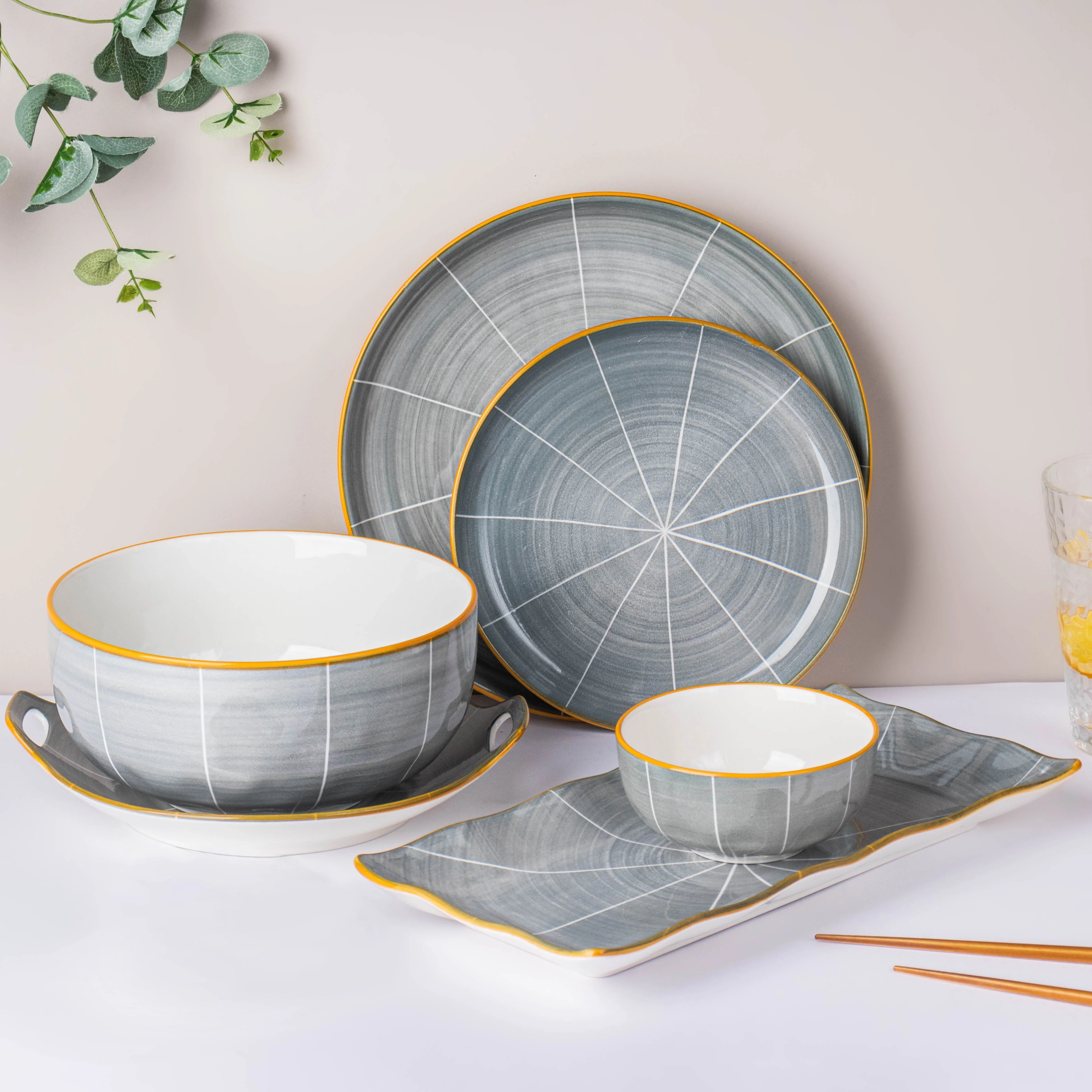Willow Dark Grey 22 Piece Dinner Set For 6 - Image 2