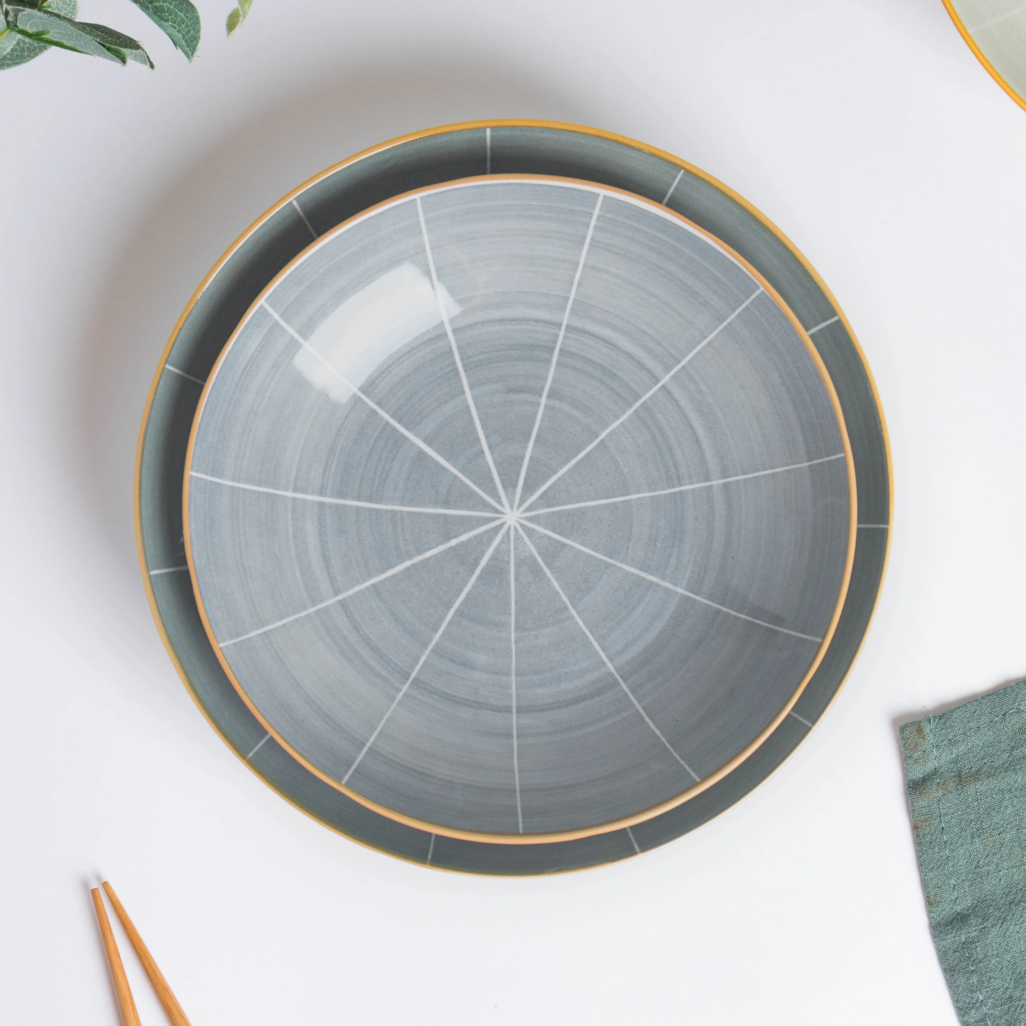 Willow Dark Grey Ceramic Pasta Plate 8 inch - Image 3